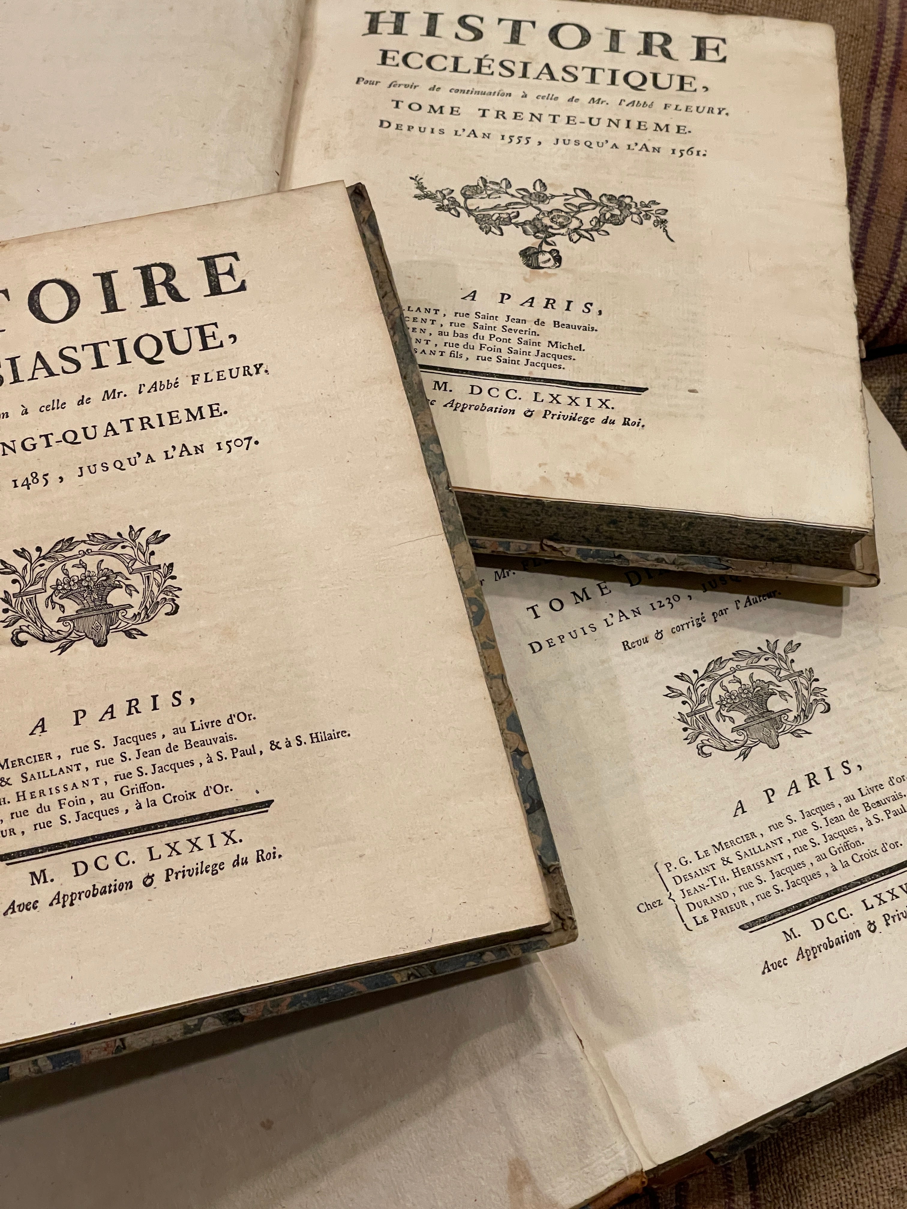 Early 1700's Marbled French Books