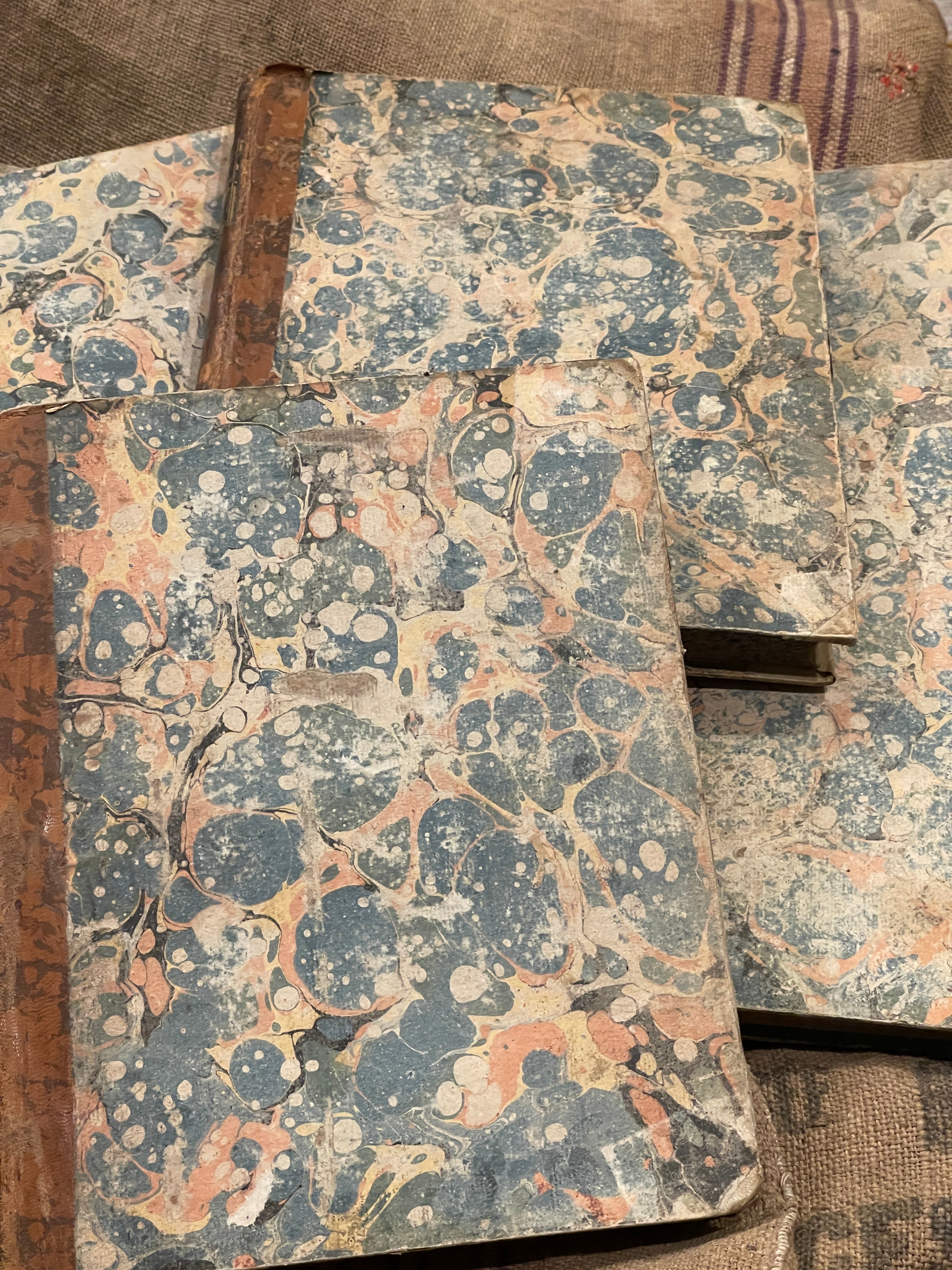 Early 1700's Marbled French Books