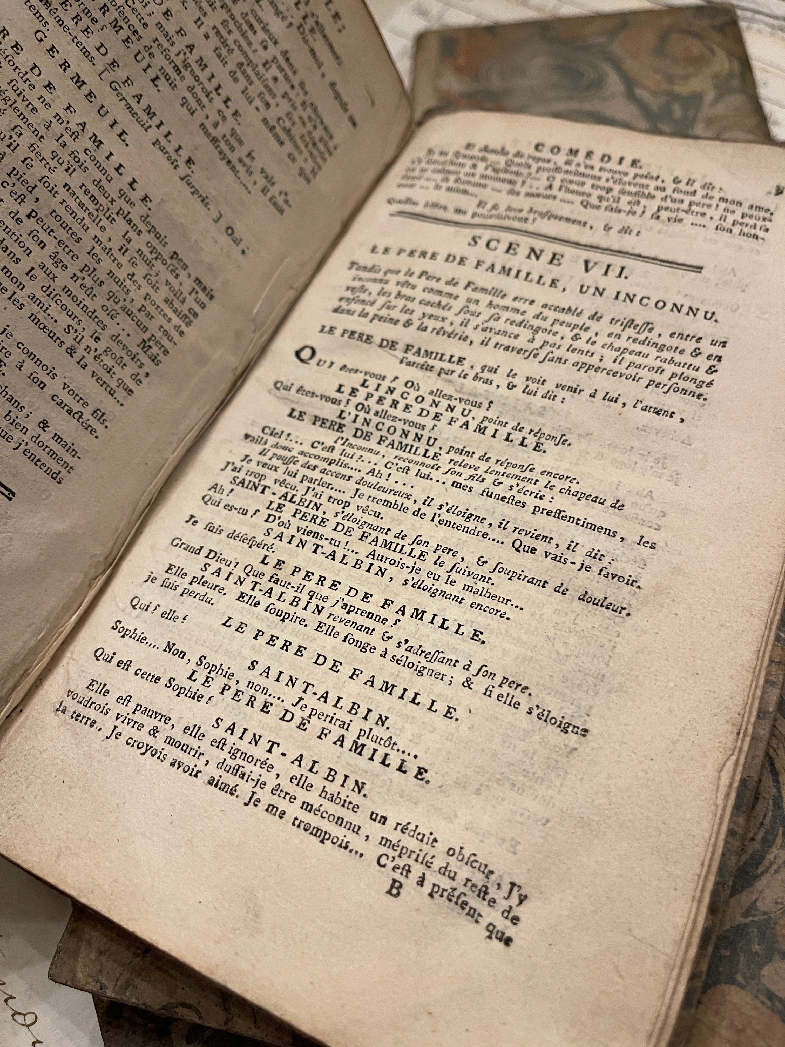 1700's Marbled French Theatre Books