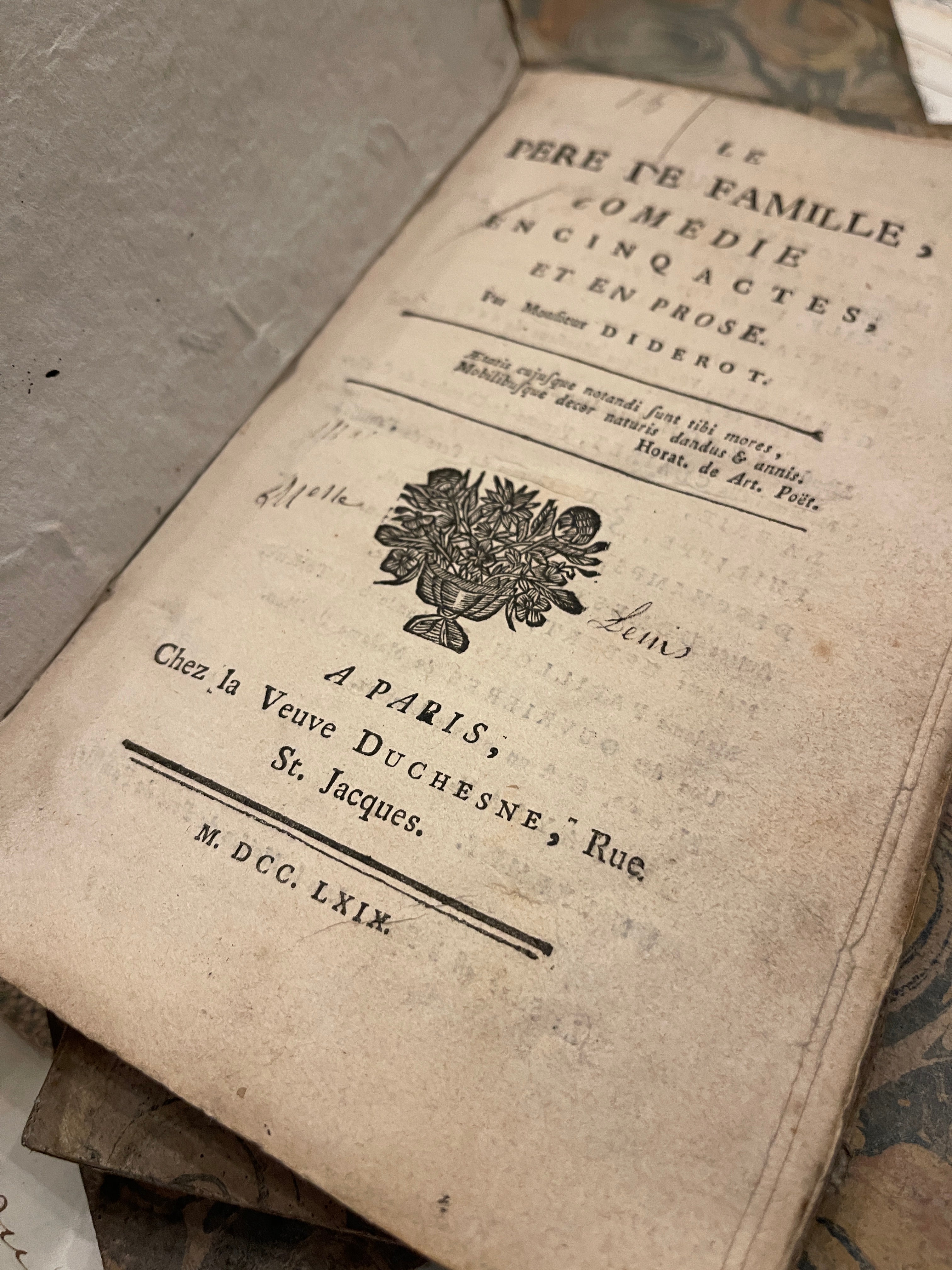 1700's Marbled French Theatre Books
