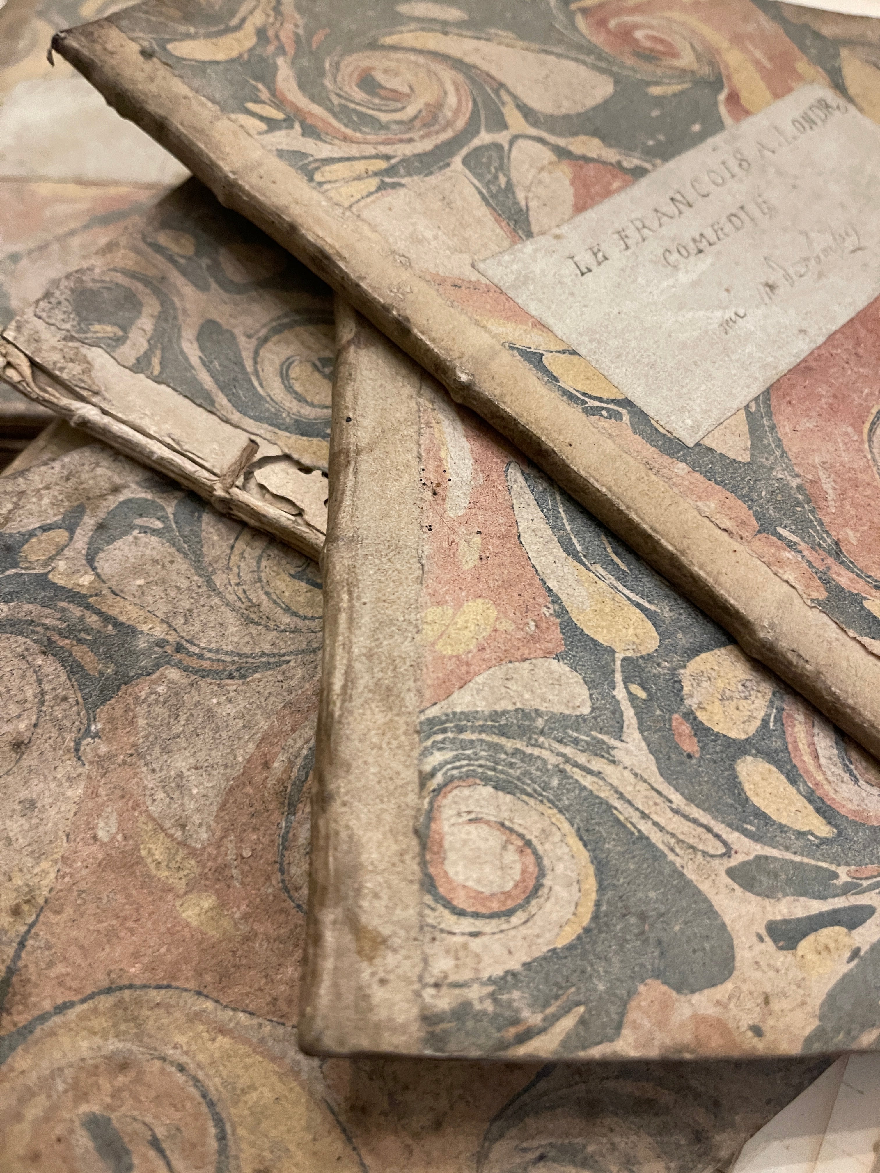 1700's Marbled French Theatre Books