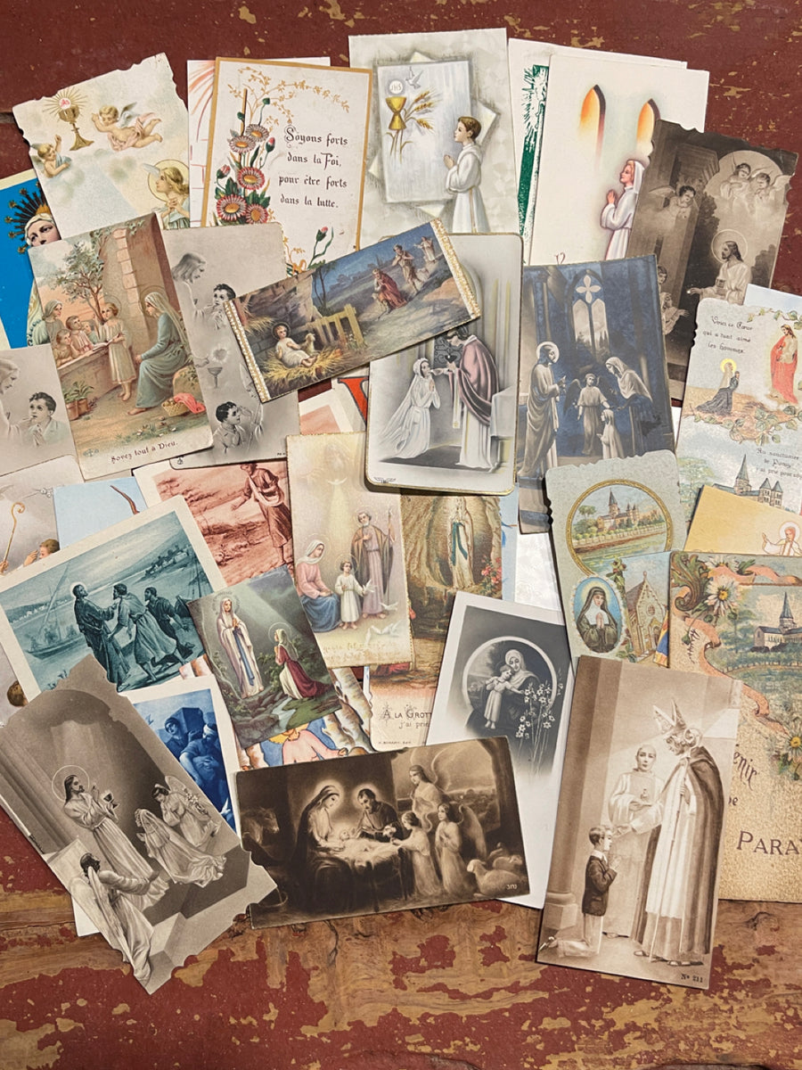 Religious Sim Card Set of 25 20th C French Religious Holy Cards – Monahan Papers
