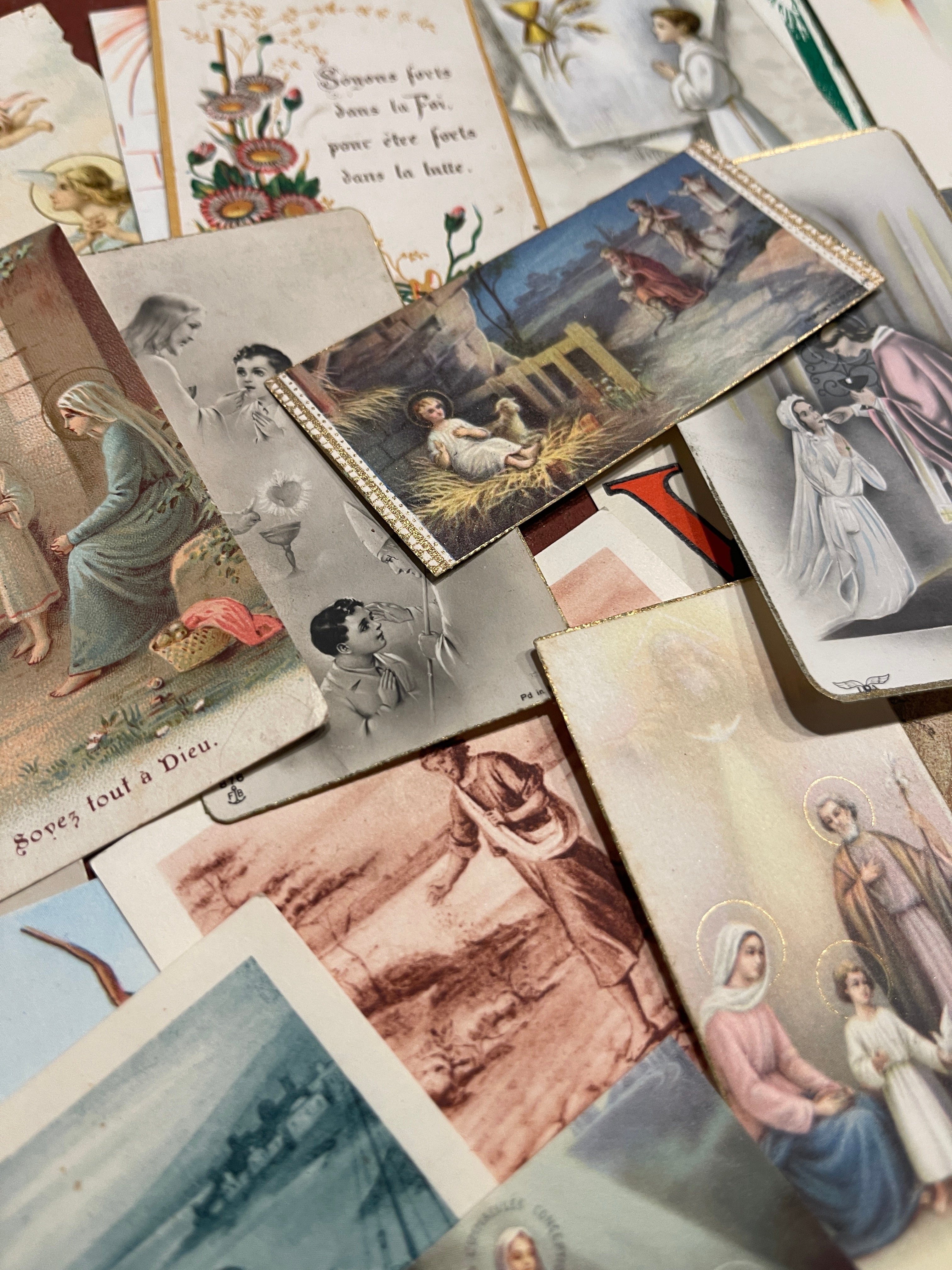 Religious Sim Card Set of 25 20th C French Religious Holy Cards – Monahan Papers