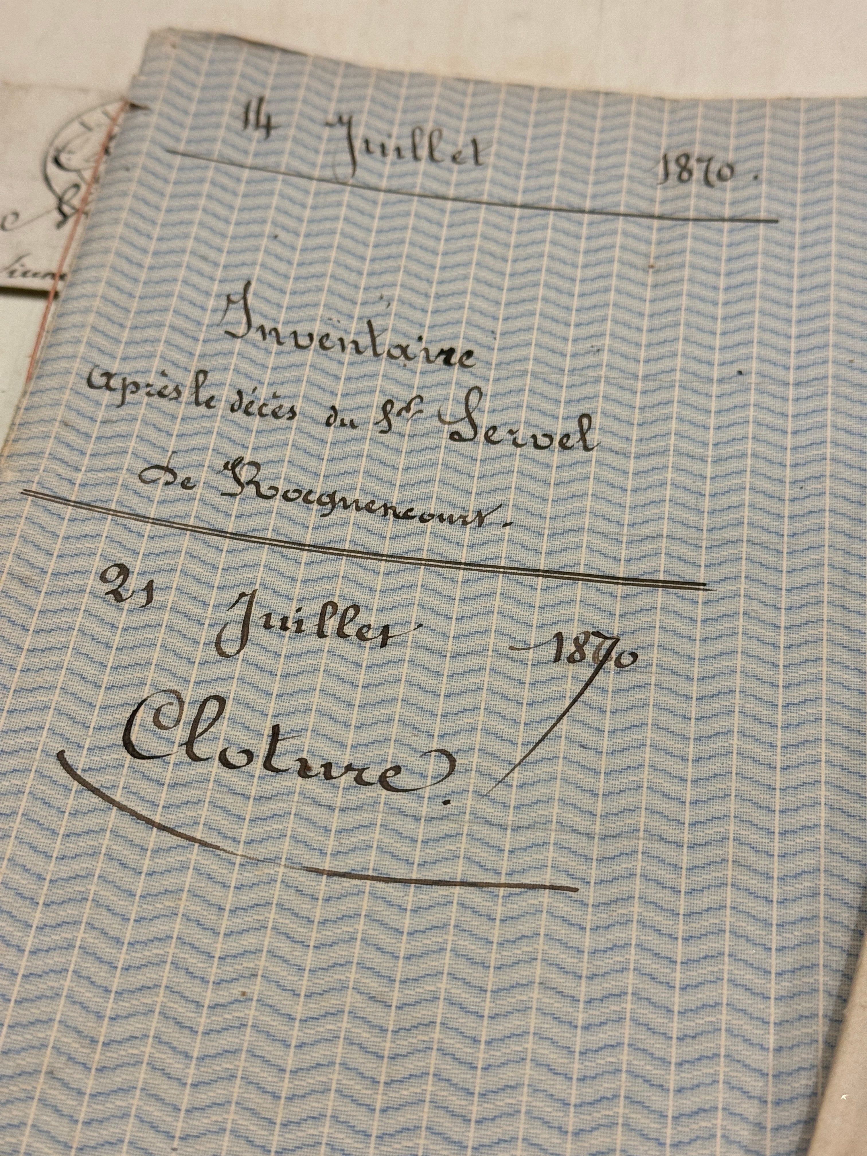 Antique 1870's French Calligraphy Pages in Original Papier Dominote style folders
