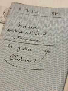 Antique 1870's French Calligraphy Pages in Original Papier Dominote style folders