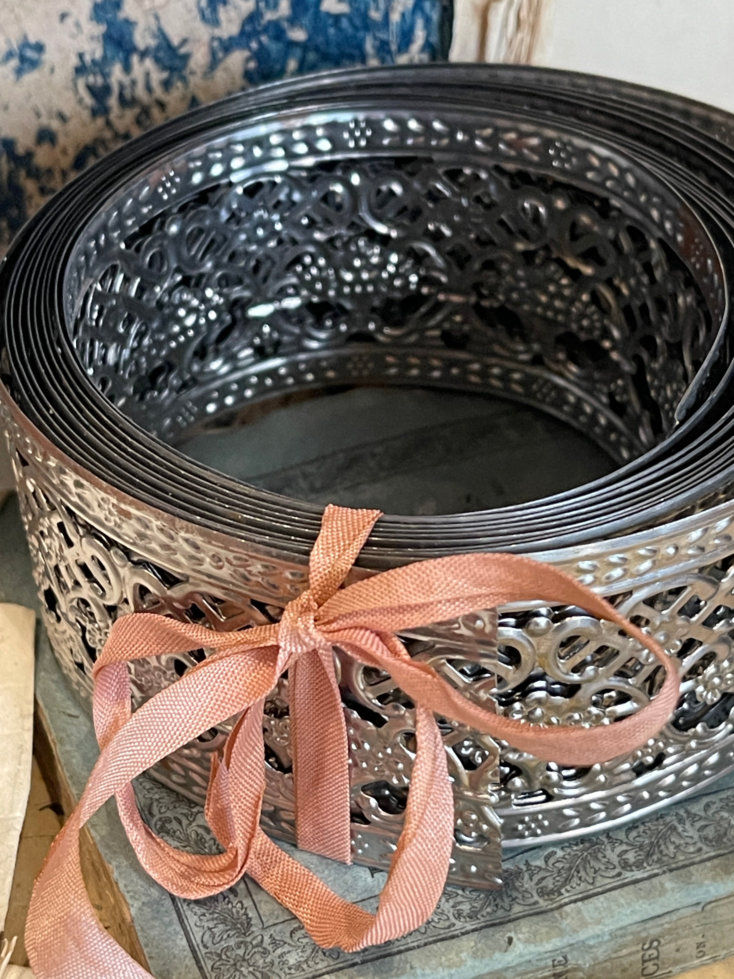 Antique Style Silver Metal Trim Ribbon