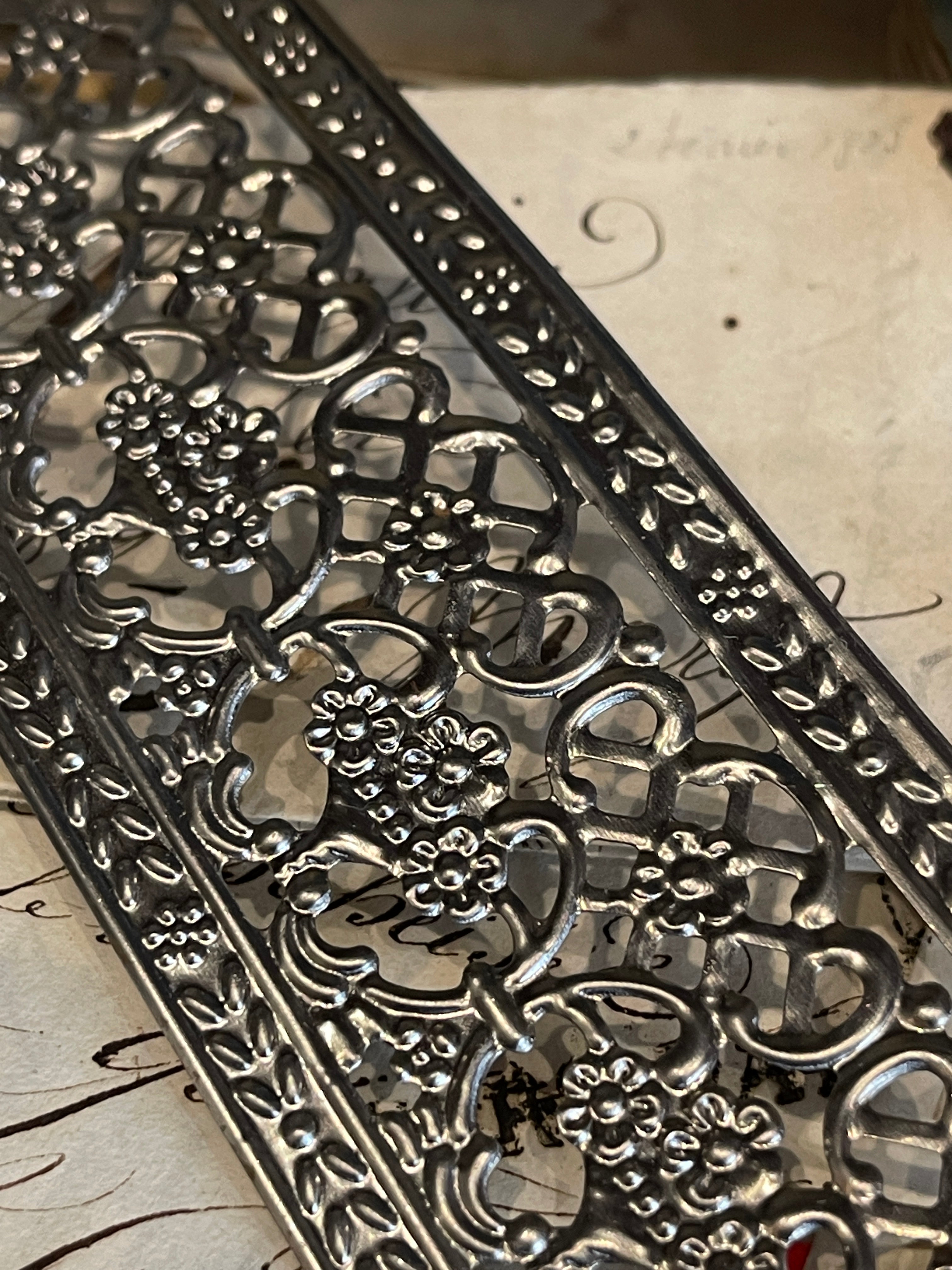 Antique Style Silver Metal Trim Ribbon