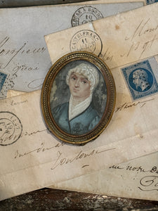 1700's Antique French Miniature Hand Painted Womans Protrait