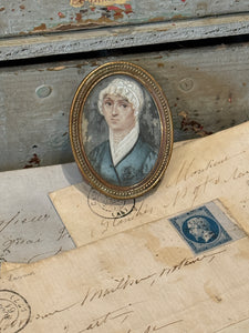 1700's Antique French Miniature Hand Painted Womans Protrait