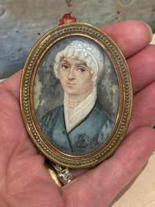 1700's Antique French Miniature Hand Painted Womans Protrait