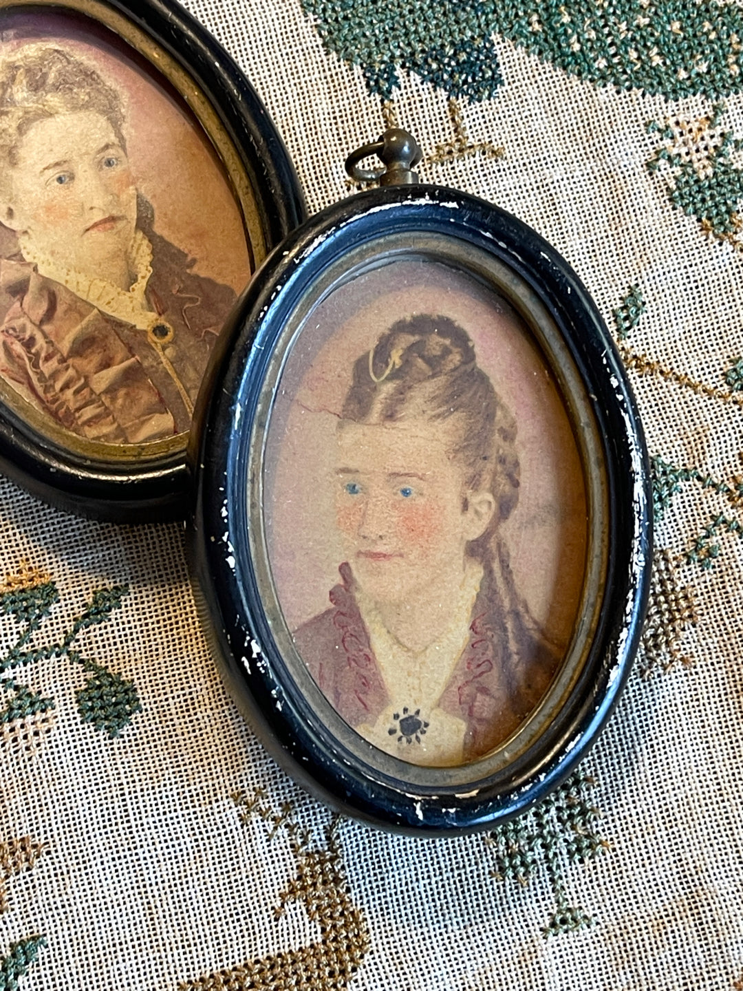 Antique Victorian Tinted and Painted Miniature Protraits