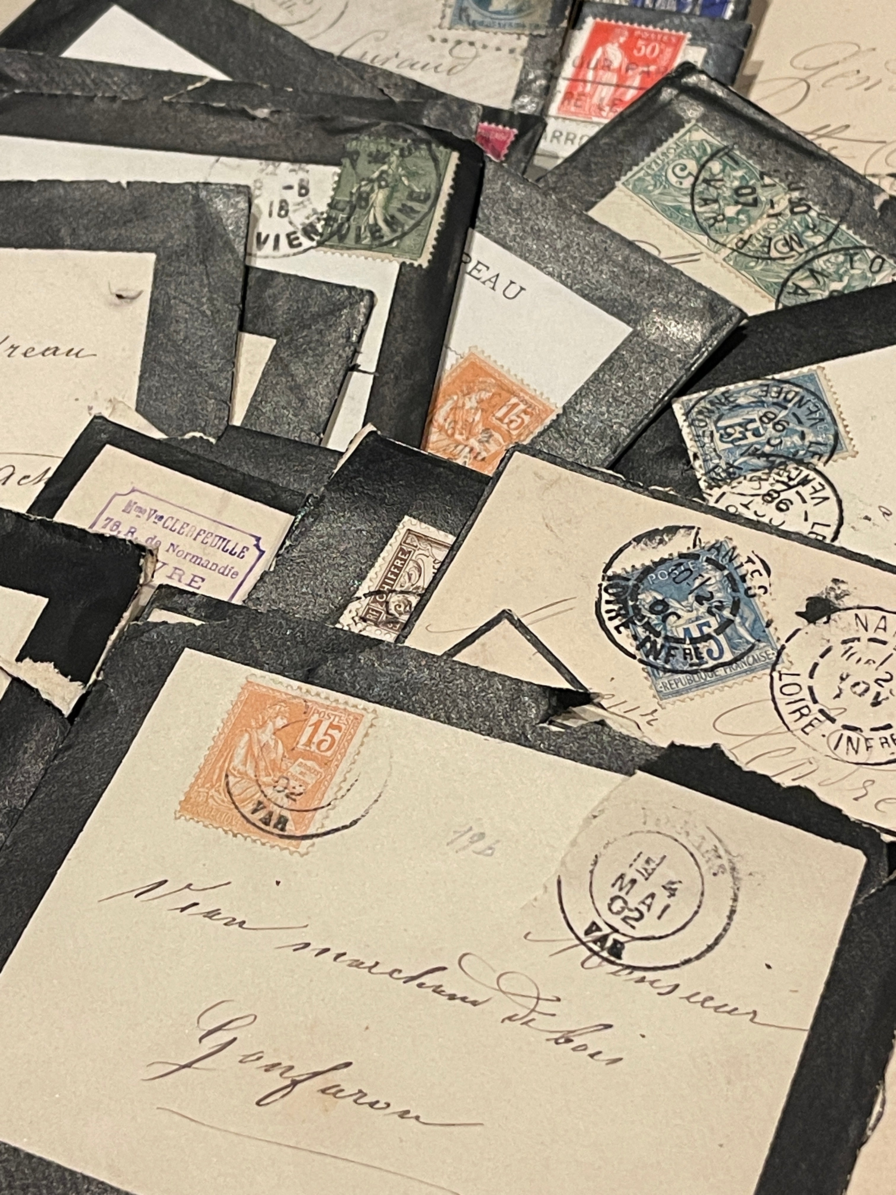 Vintage Mourning Letter Bundles in envelopes in sets of 5
