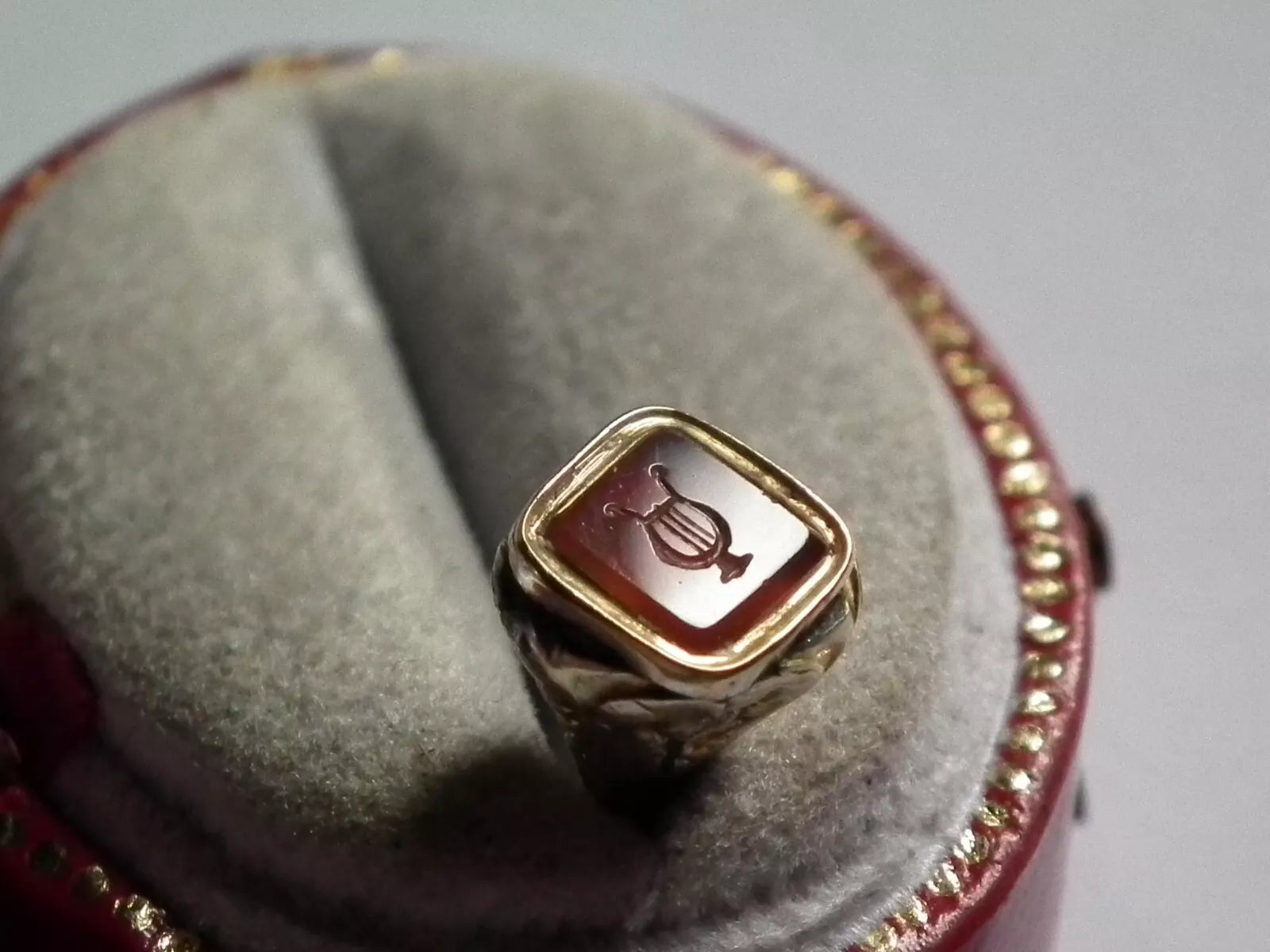 Rare 1840's 9ct Gold Carnelian Musical Lyre Seal/Fob