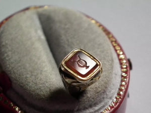 Rare 1840's 9ct Gold Carnelian Musical Lyre Seal/Fob