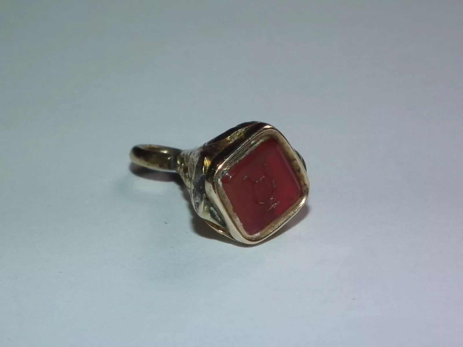 Rare 1840's 9ct Gold Carnelian Musical Lyre Seal/Fob