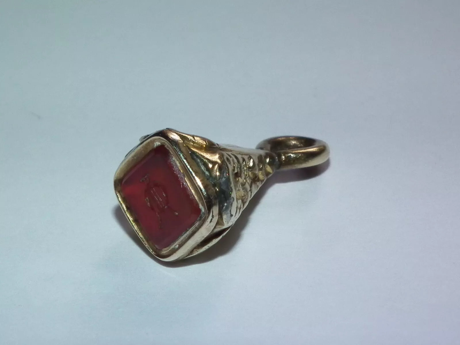 Rare 1840's 9ct Gold Carnelian Musical Lyre Seal/Fob