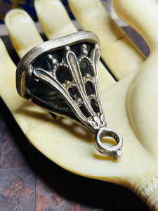 Antique Victorian Glass Seal Fob with  MOTTO" MON DESIRE" 1850'S