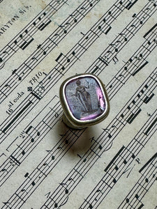 Antique Georgian White Metal (Silver) Purple Glass Seal