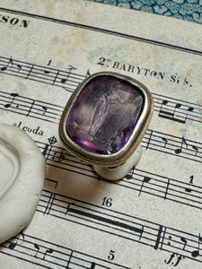 Antique Georgian White Metal (Silver) Purple Glass Seal