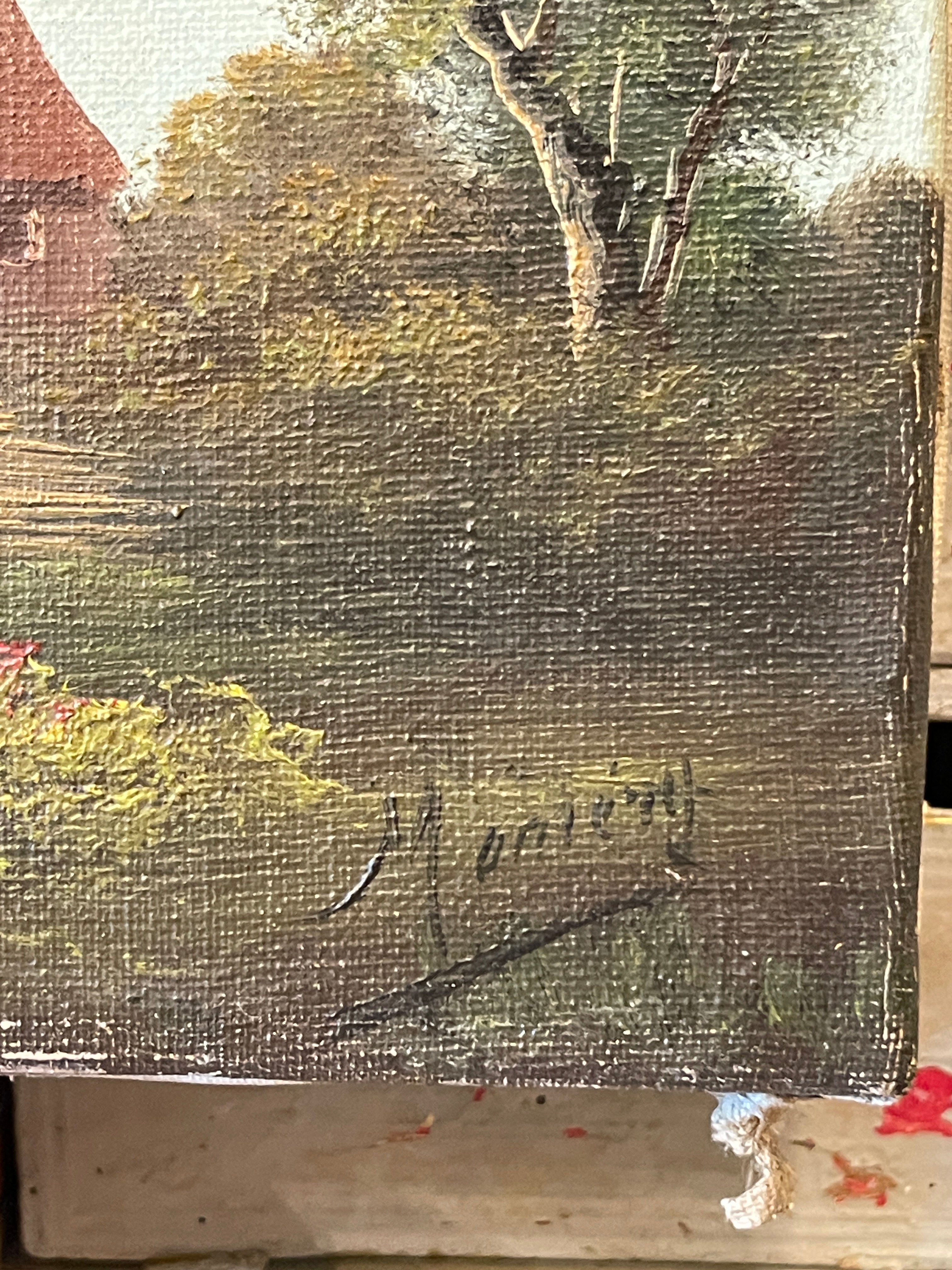 Original Signed Antique French Oil Painting - Barbazon Scool