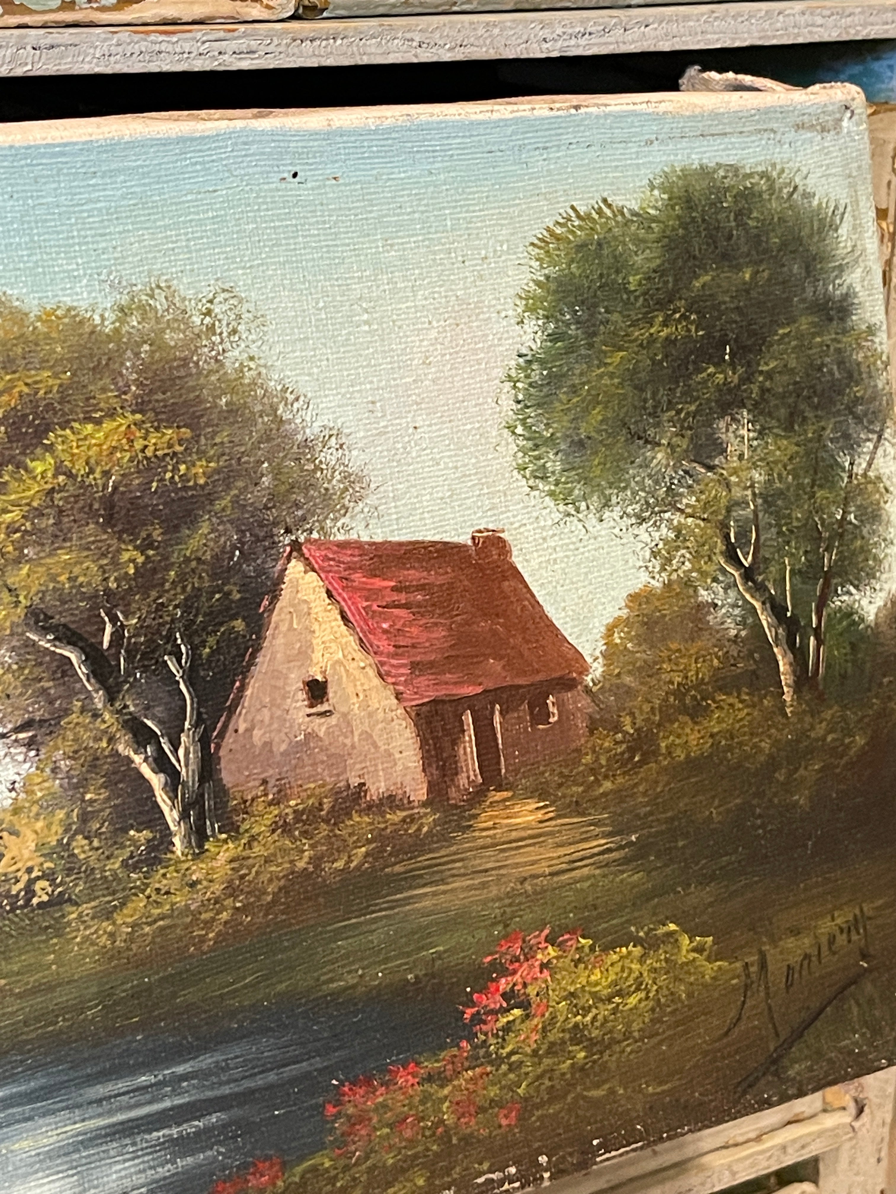 Original Signed Antique French Oil Painting - Barbazon Scool