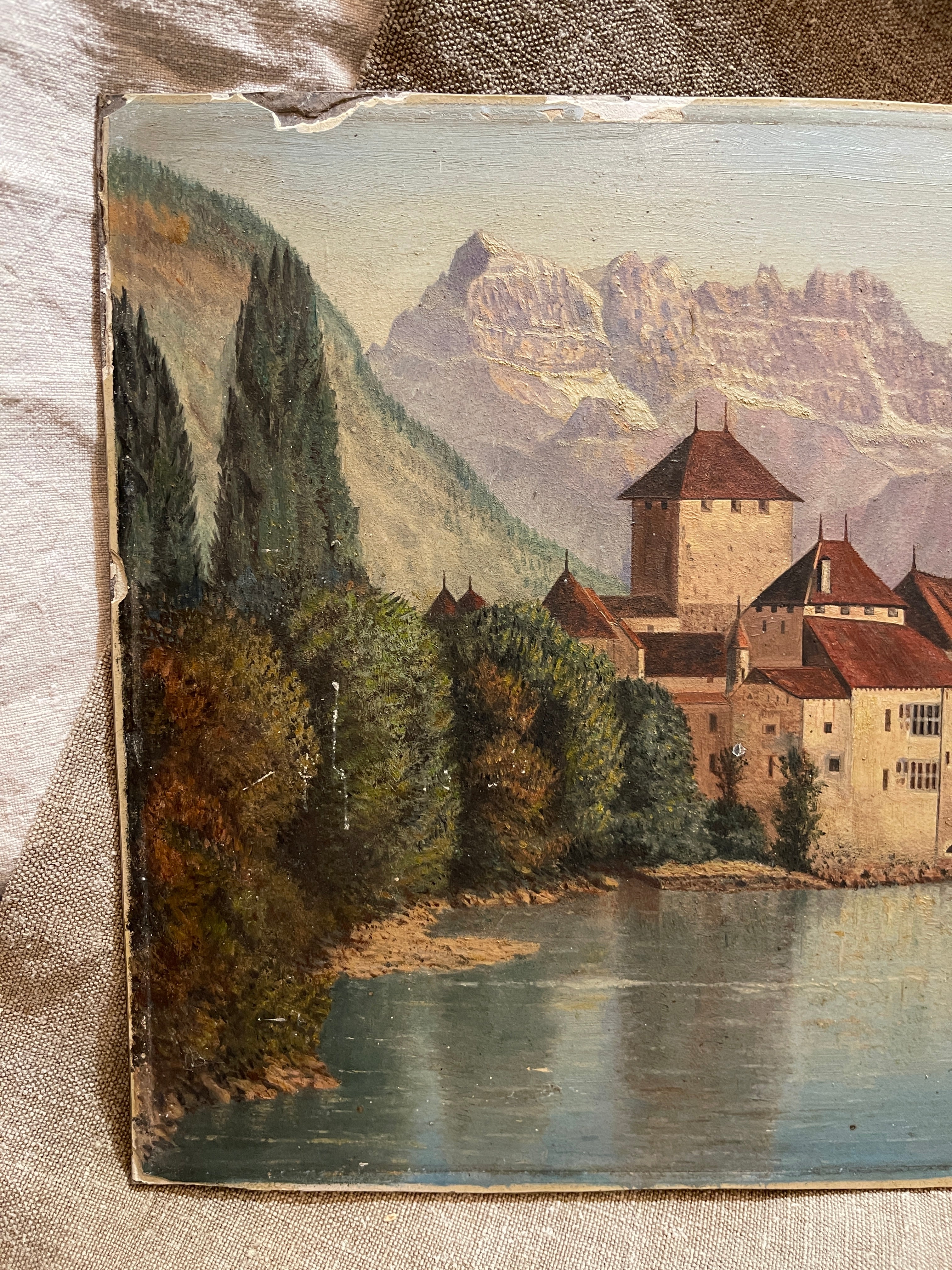 Antique English Oil Painting on Millboard Circa 1880's
