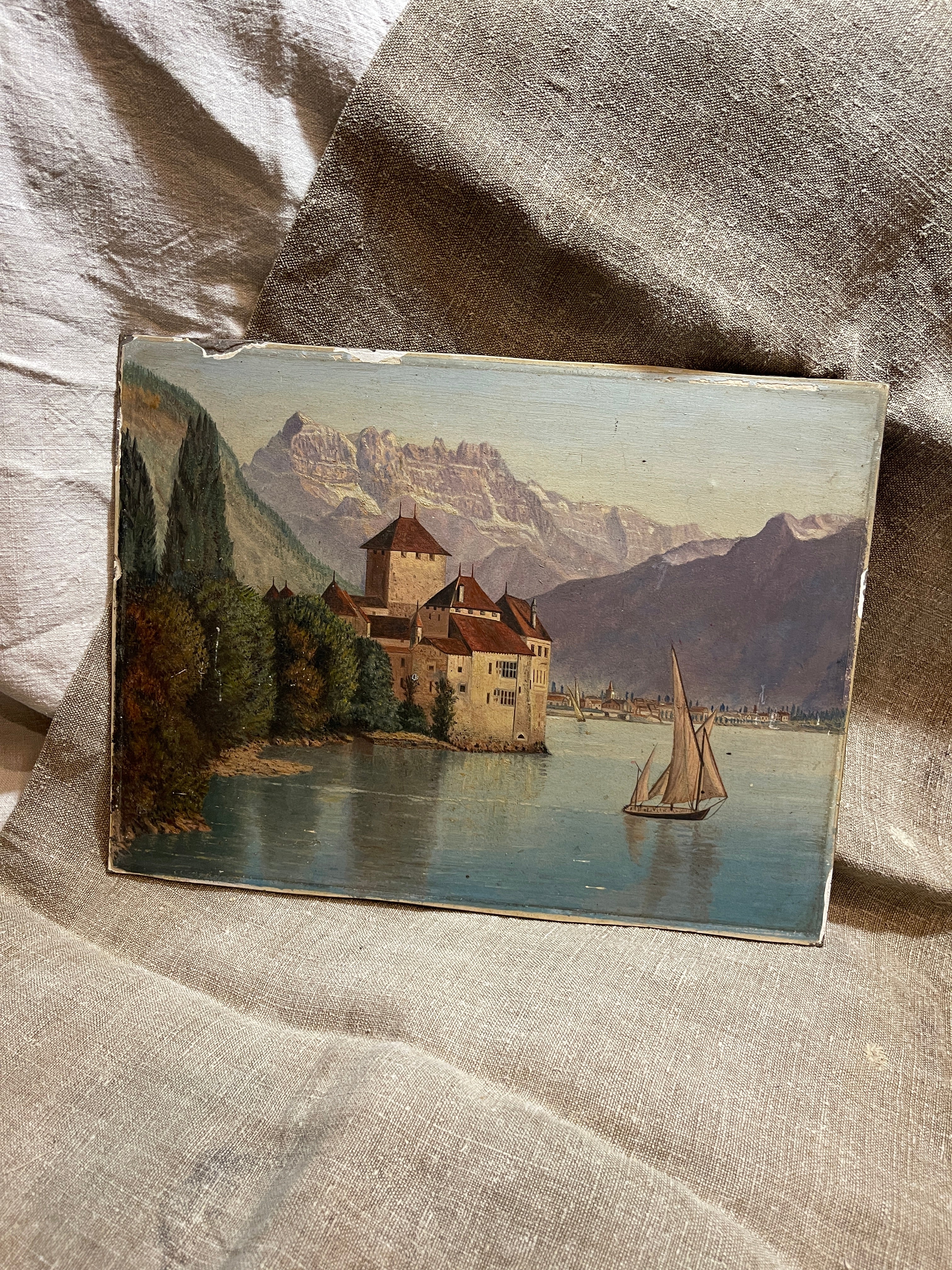 Antique English Oil Painting on Millboard Circa 1880's
