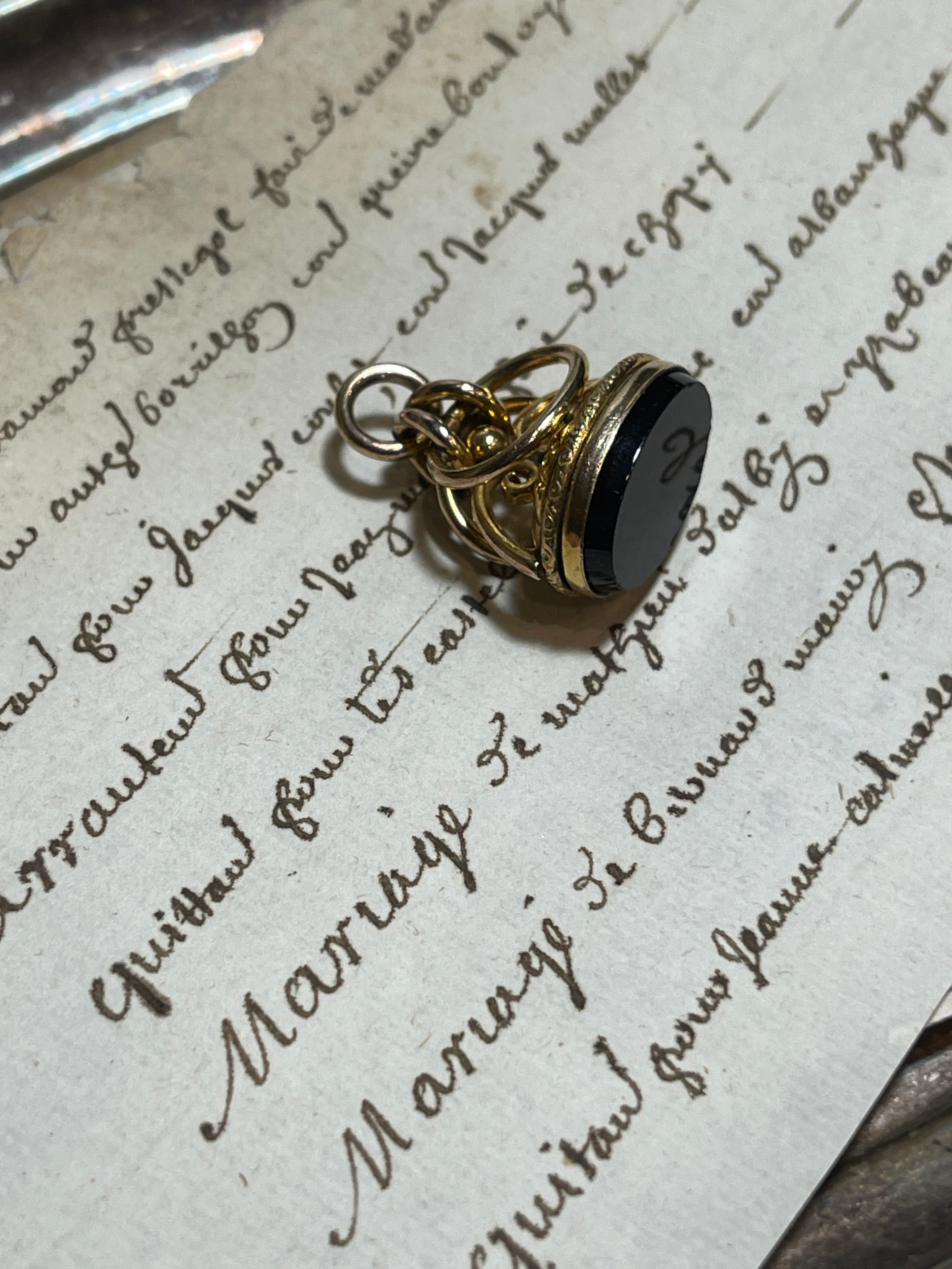 Antique Fob Pendant Possibly Onyx