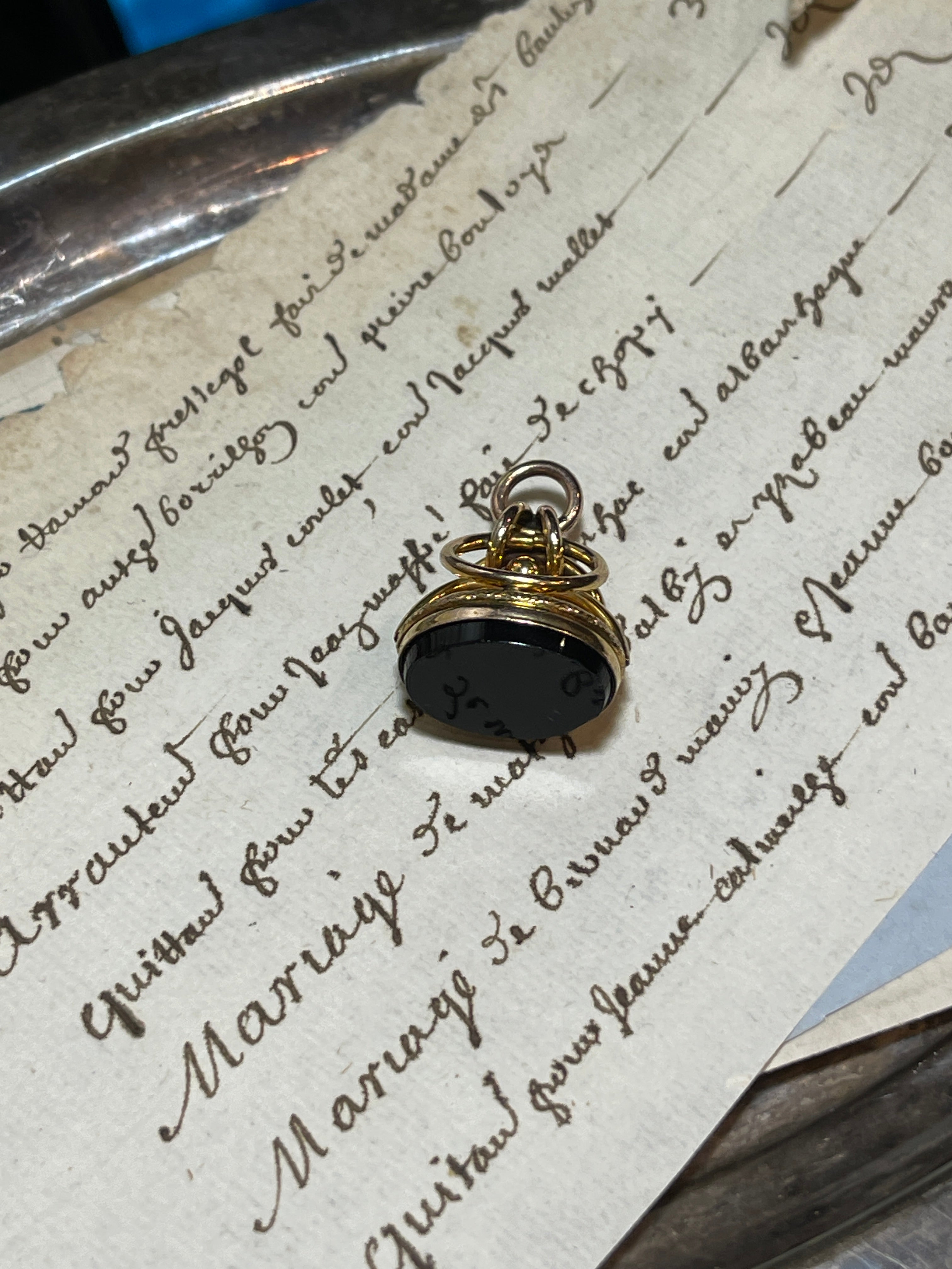 Antique Fob Pendant Possibly Onyx