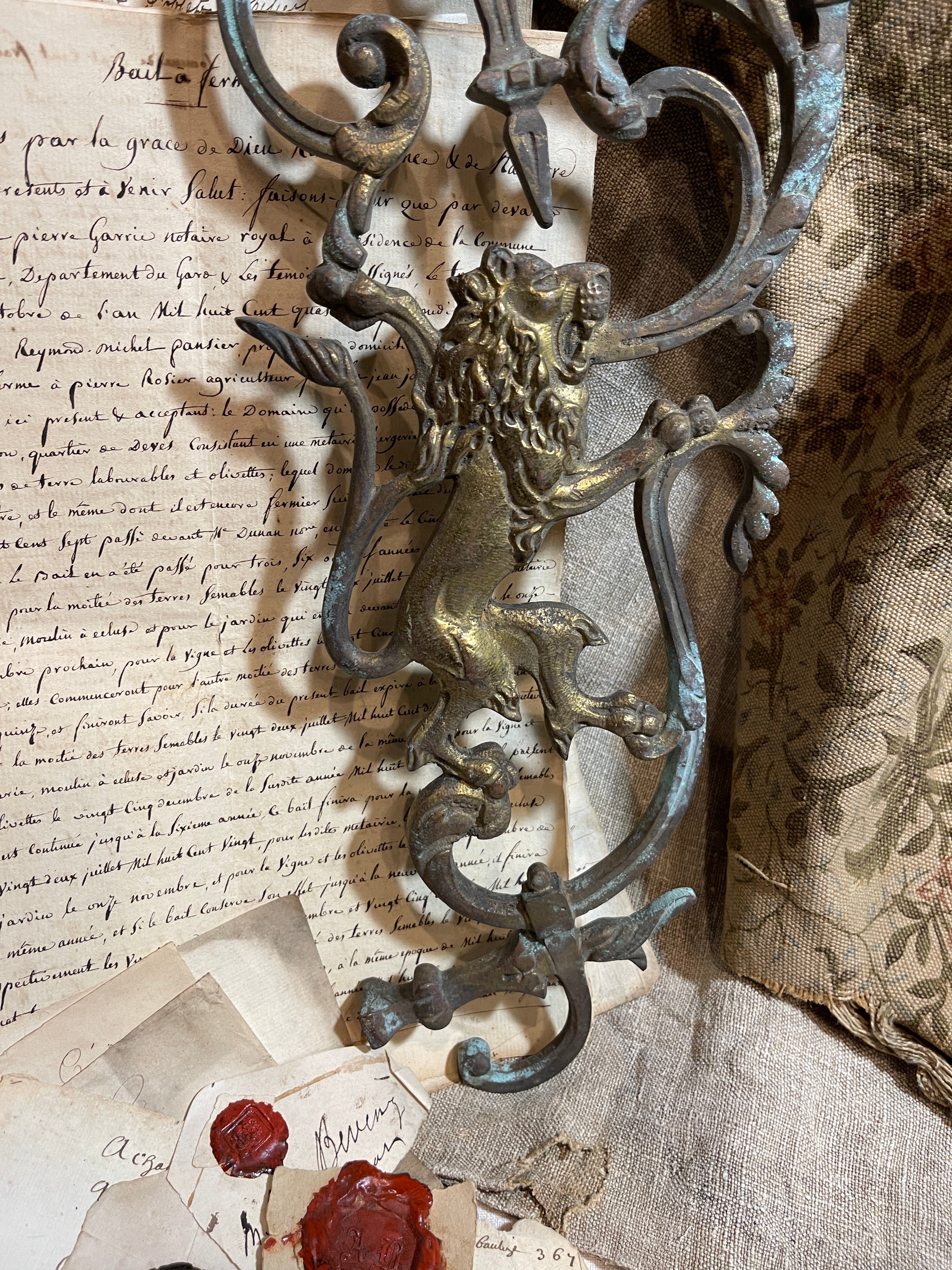 Exquisite 19th century French Ormolu Double Sided Rampart Lion