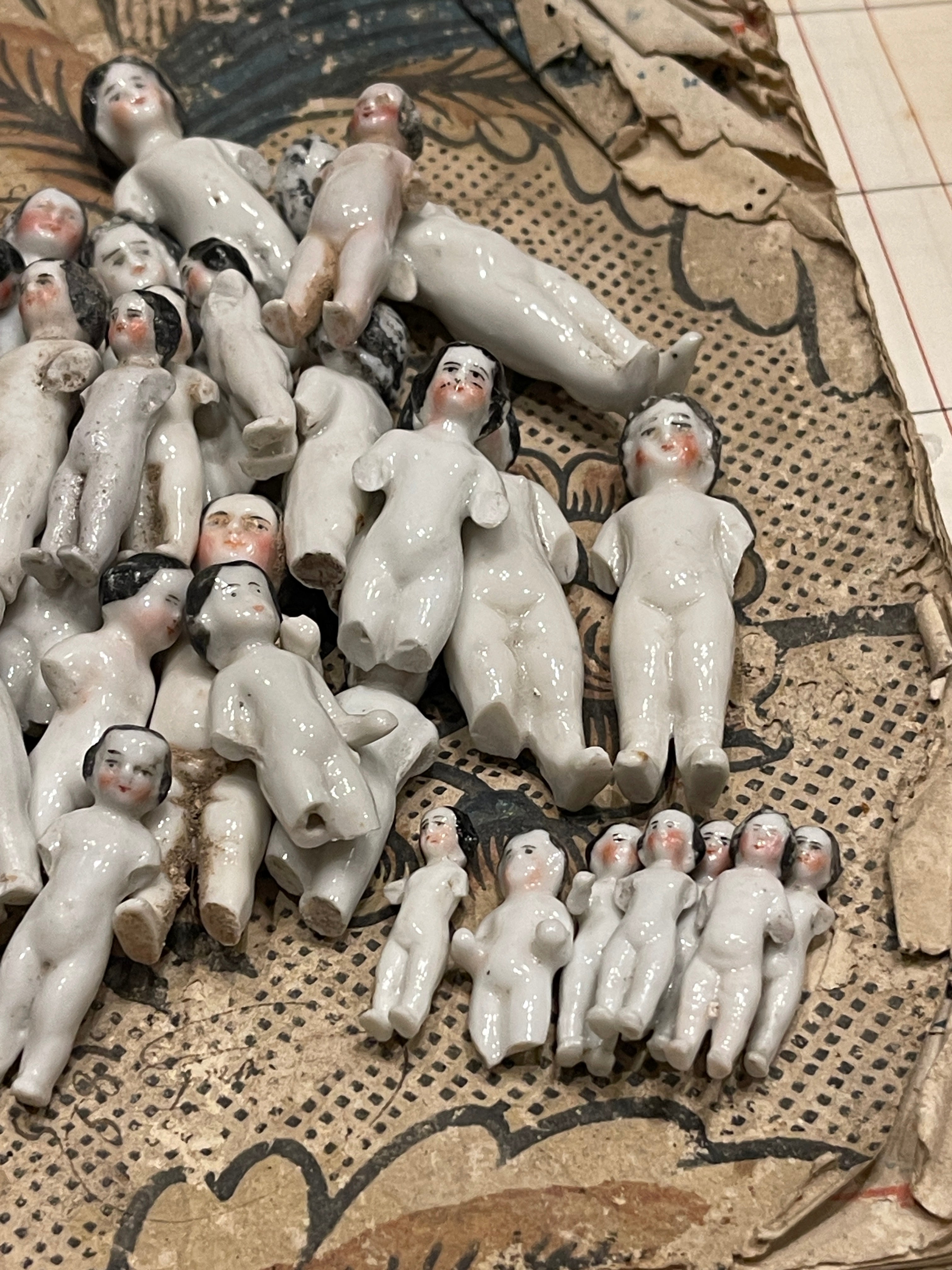 1" - 3" Vintage German Painted Frozen Charlotte's