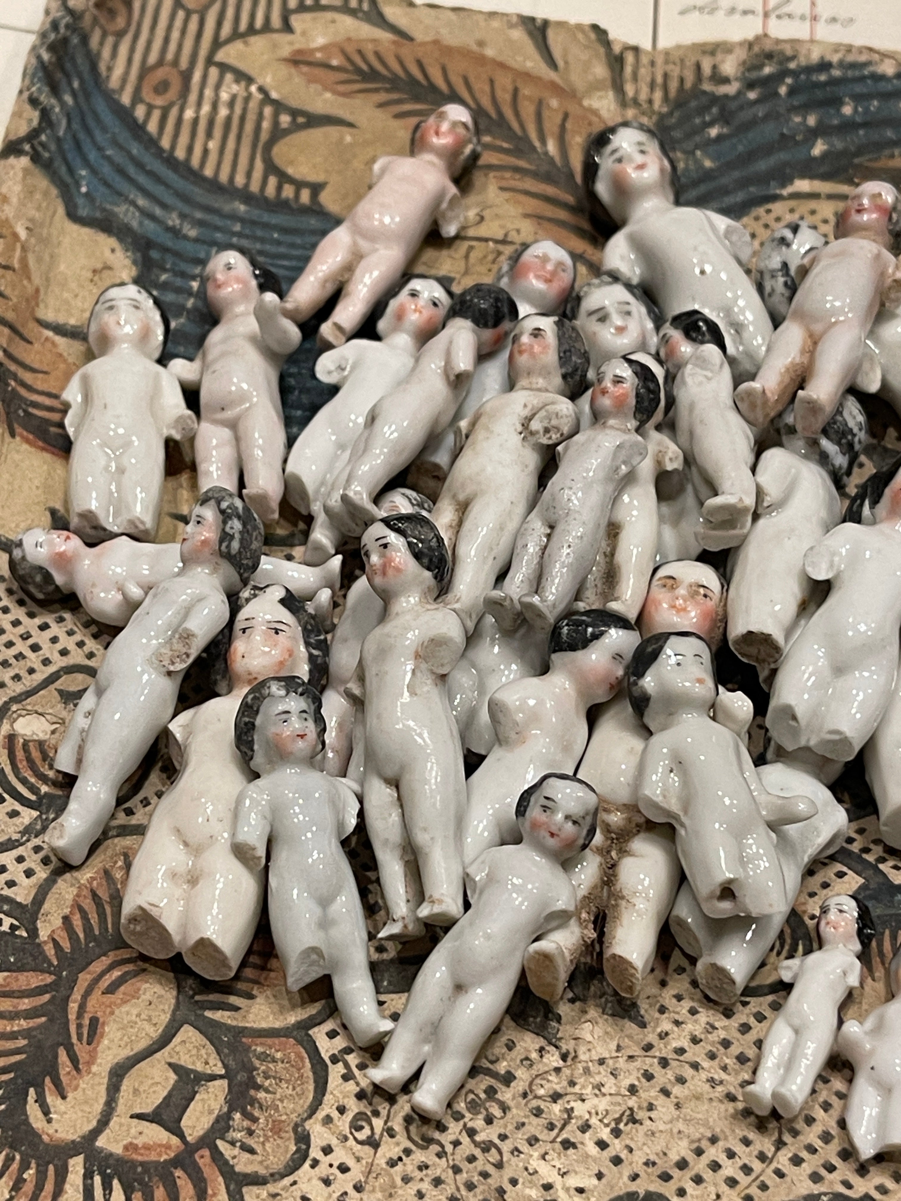 1" - 3" Vintage German Painted Frozen Charlotte's