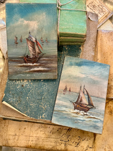 Original Antique French Oil Paintings on Boards