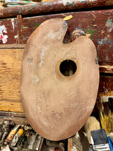 Vintage French Artists Wood Palette with Oil Paint