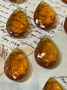 Striking Antique French Amber Murano Glass Chandelier Pampilles