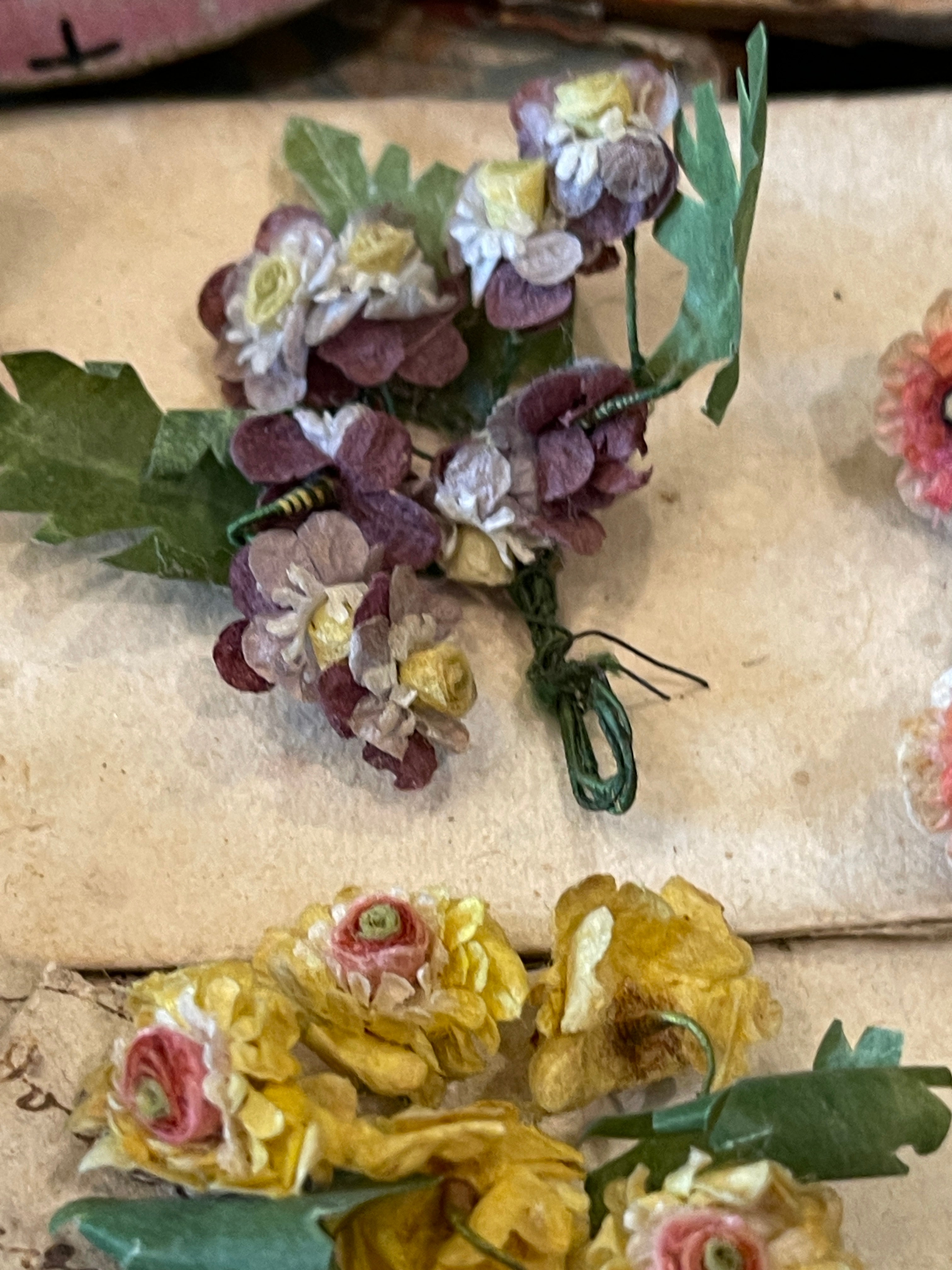 Antique French Paper Flower bundles