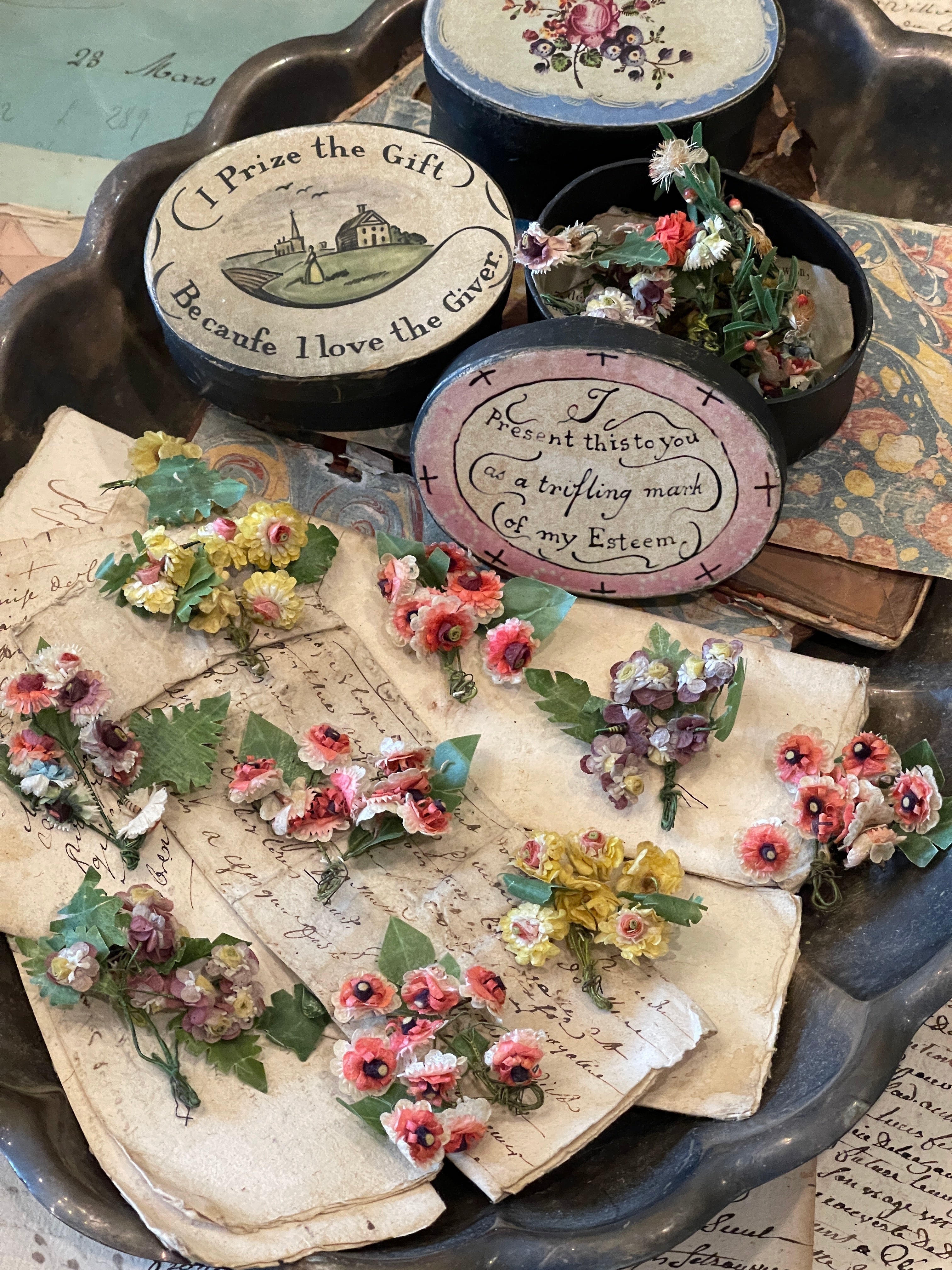 Antique French Paper Flower bundles