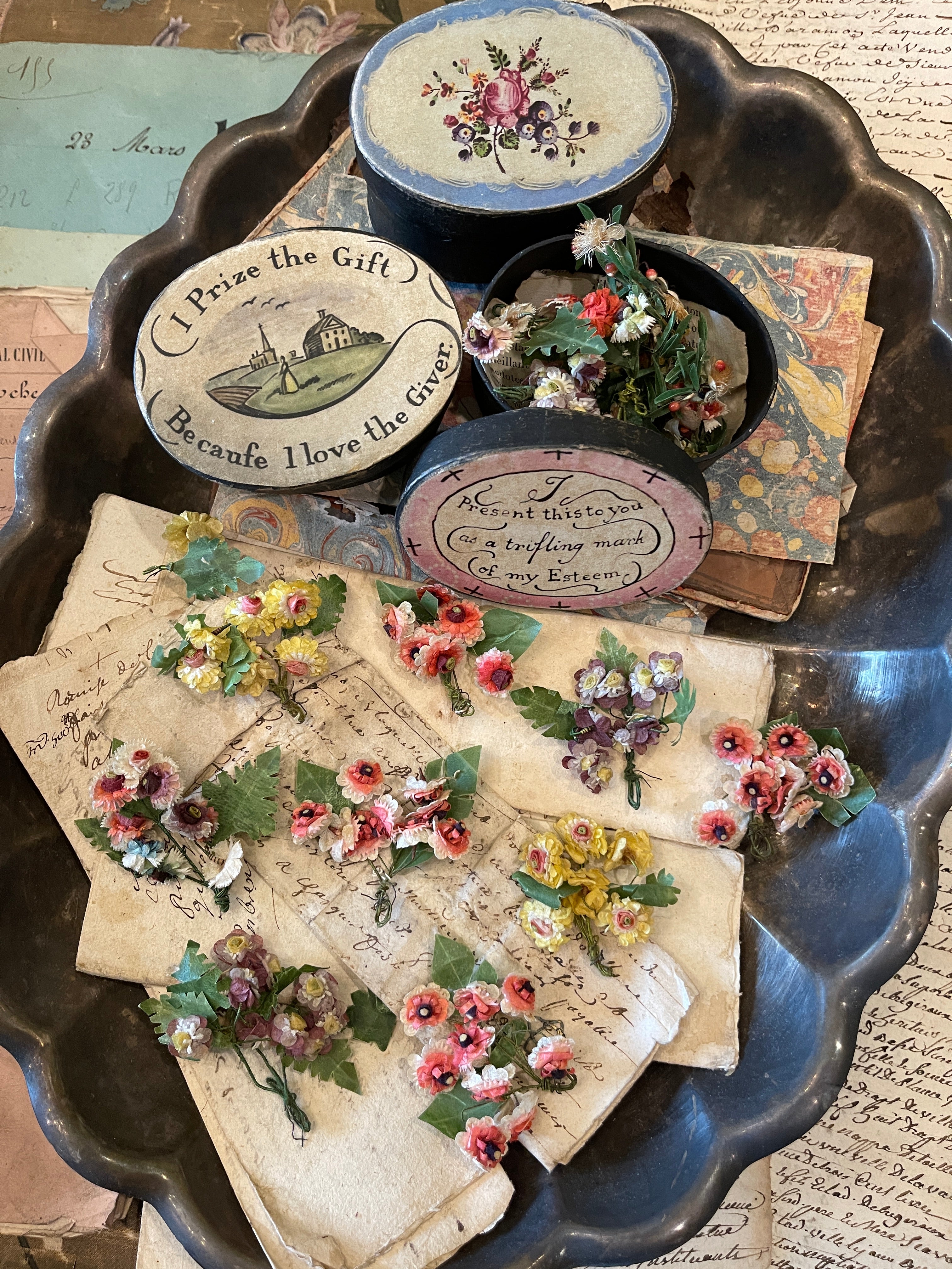 Antique French Paper Flower bundles
