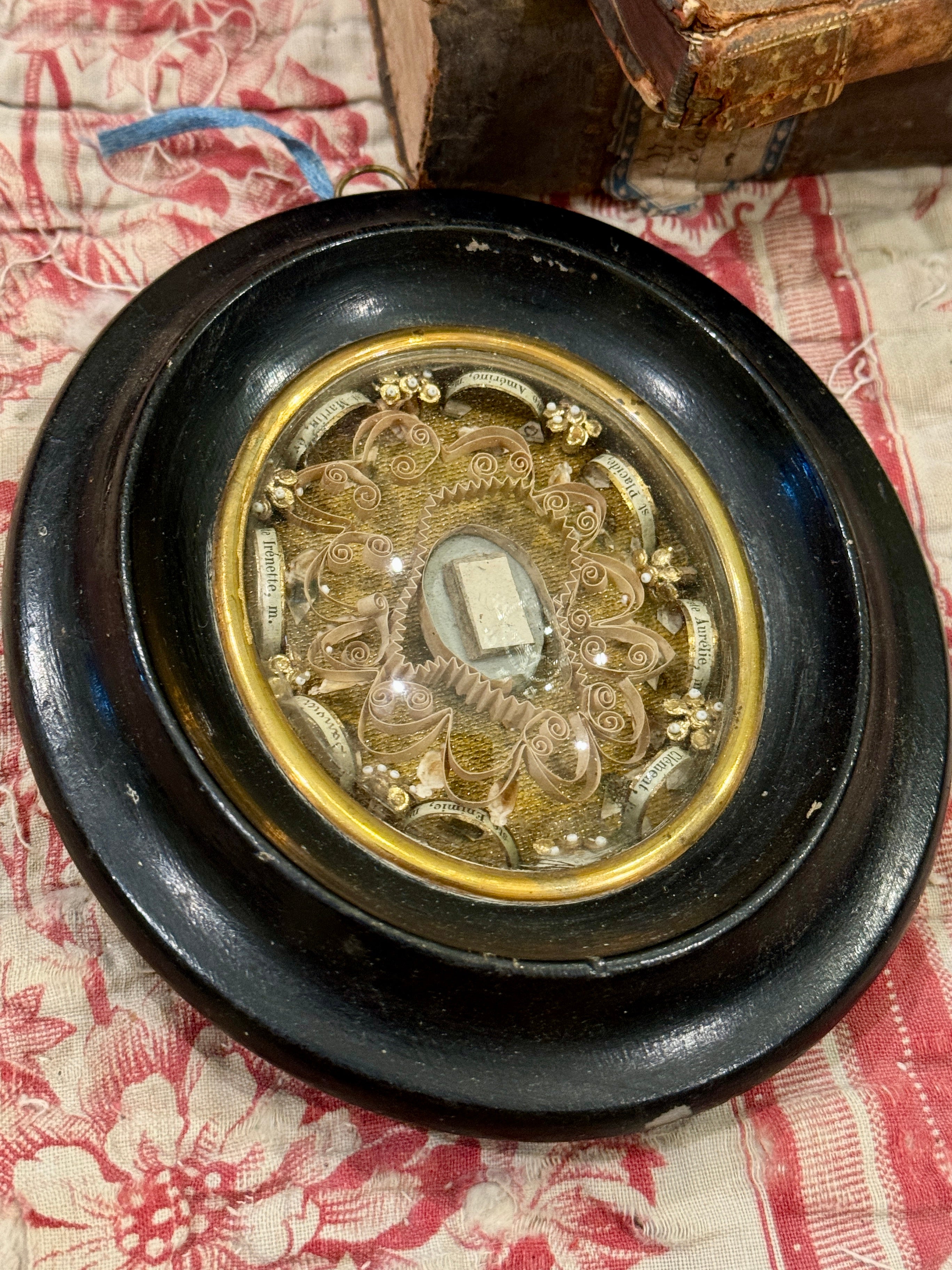 Antique 1800's French Paperolles Relic with 8 Relics
