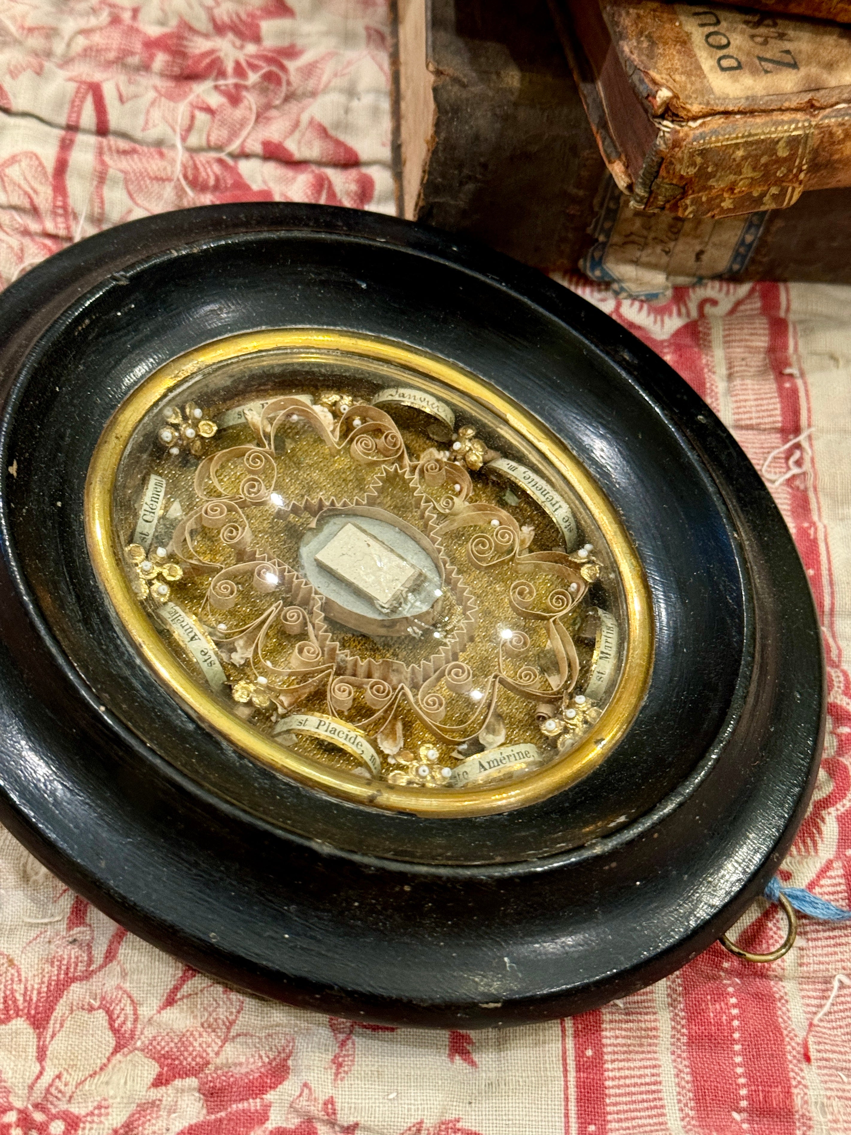 Antique 1800's French Paperolles Relic with 8 Relics