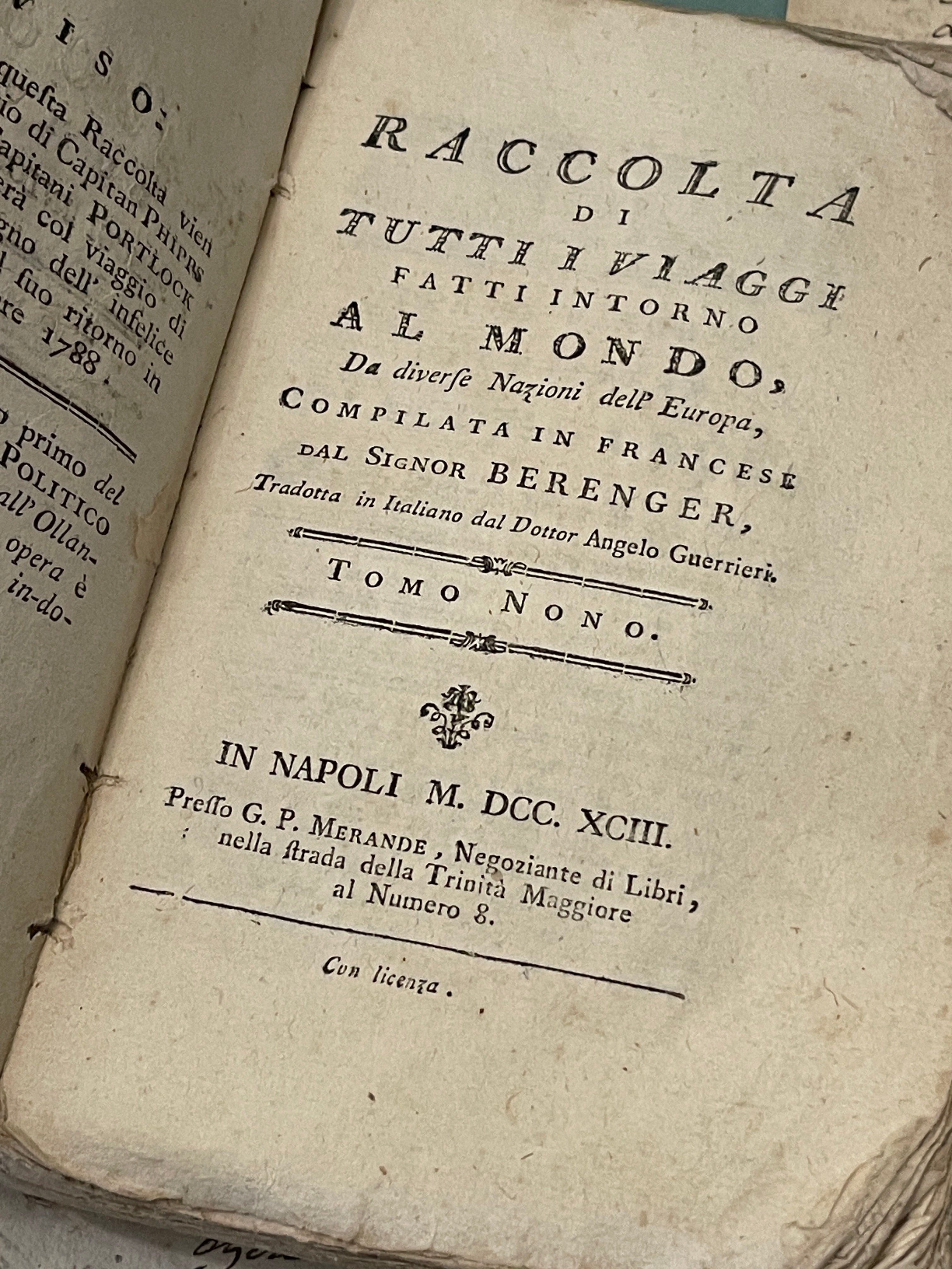 Antique Italian Collection of all voyages made around the world - Captain Cook's Voyage 1793
