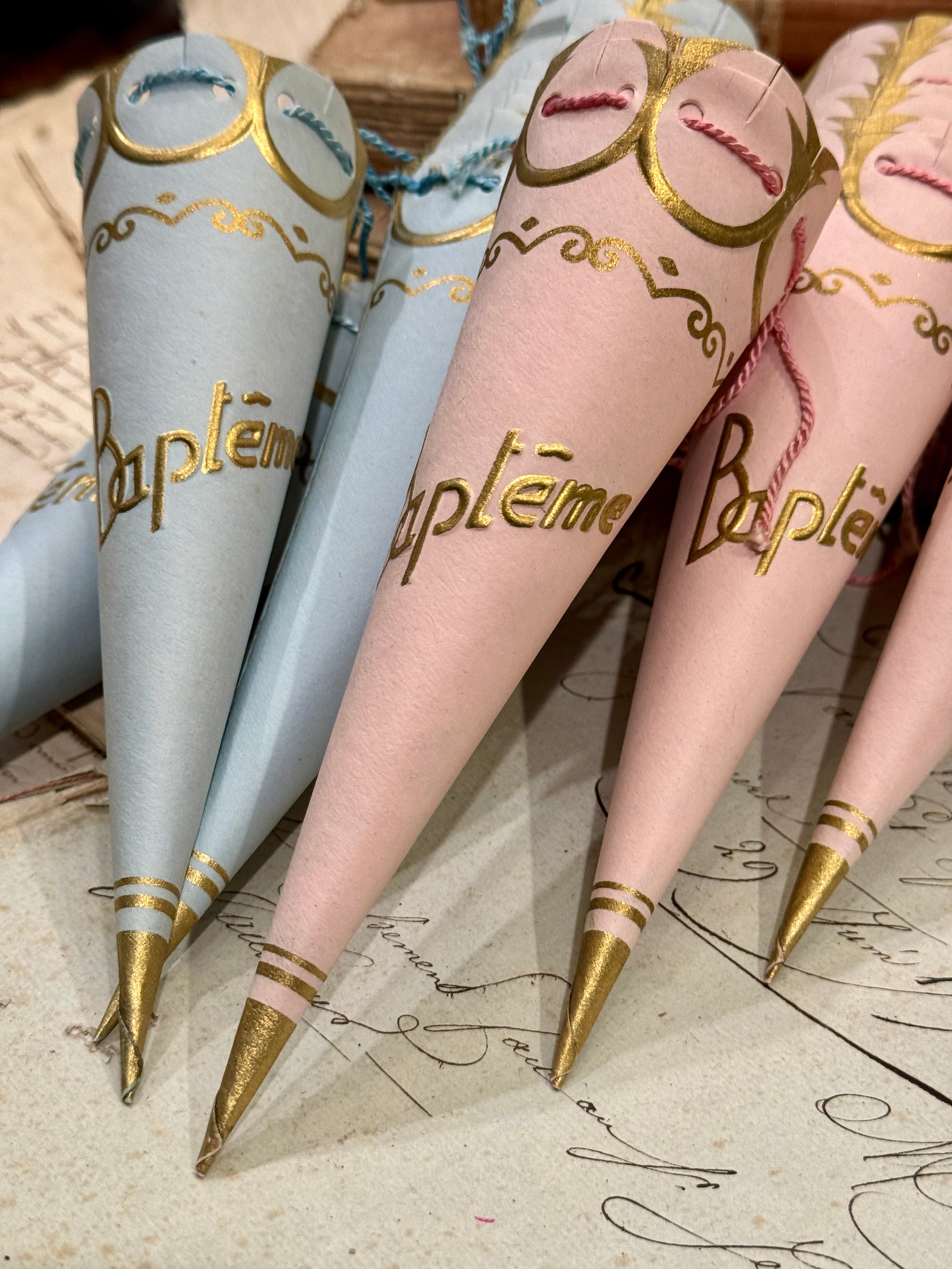 Vintage French Baptismal Bon Bon Gift Cones