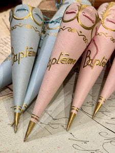 Vintage French Baptismal Bon Bon Gift Cones