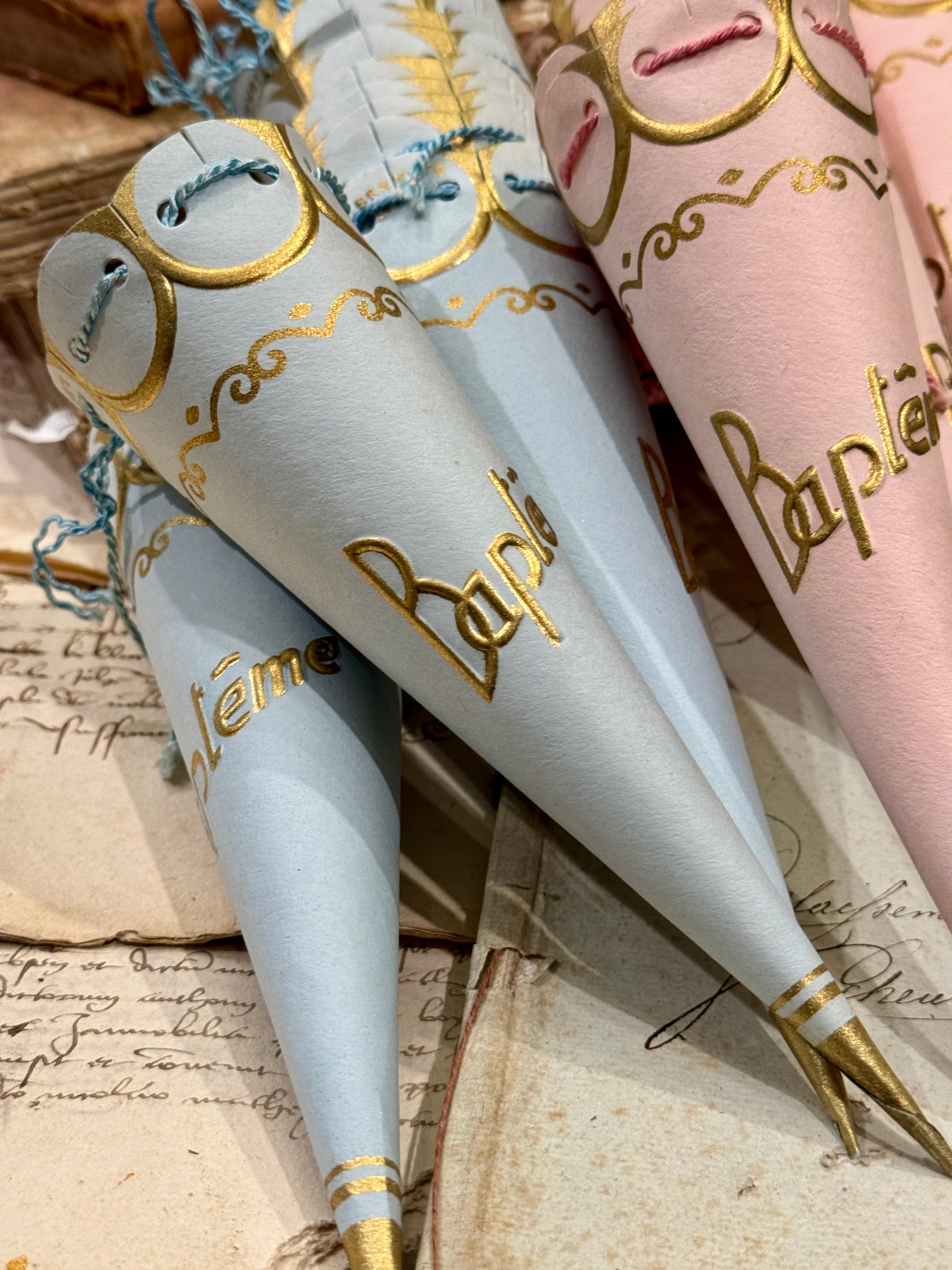 Vintage French Baptismal Bon Bon Gift Cones