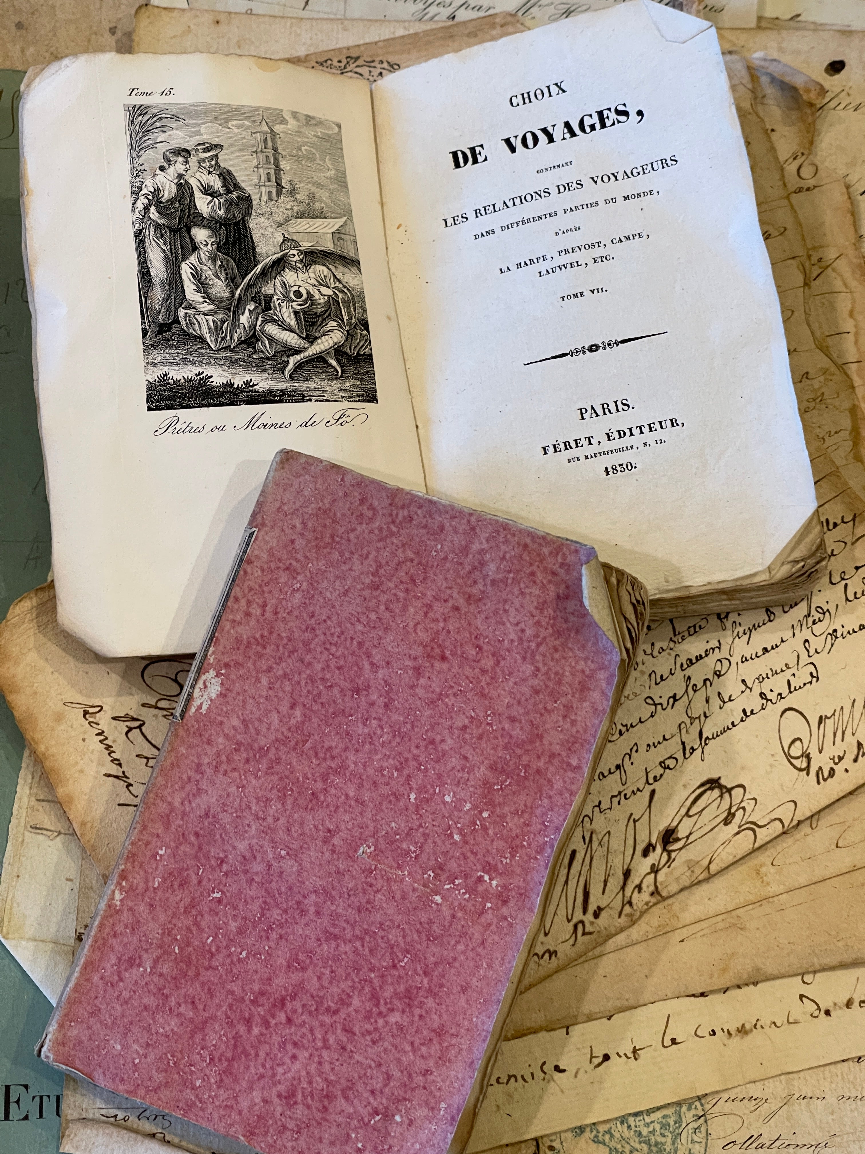 RESERVED for Cynda - Darling Antique Pink Deckled Edge French Books