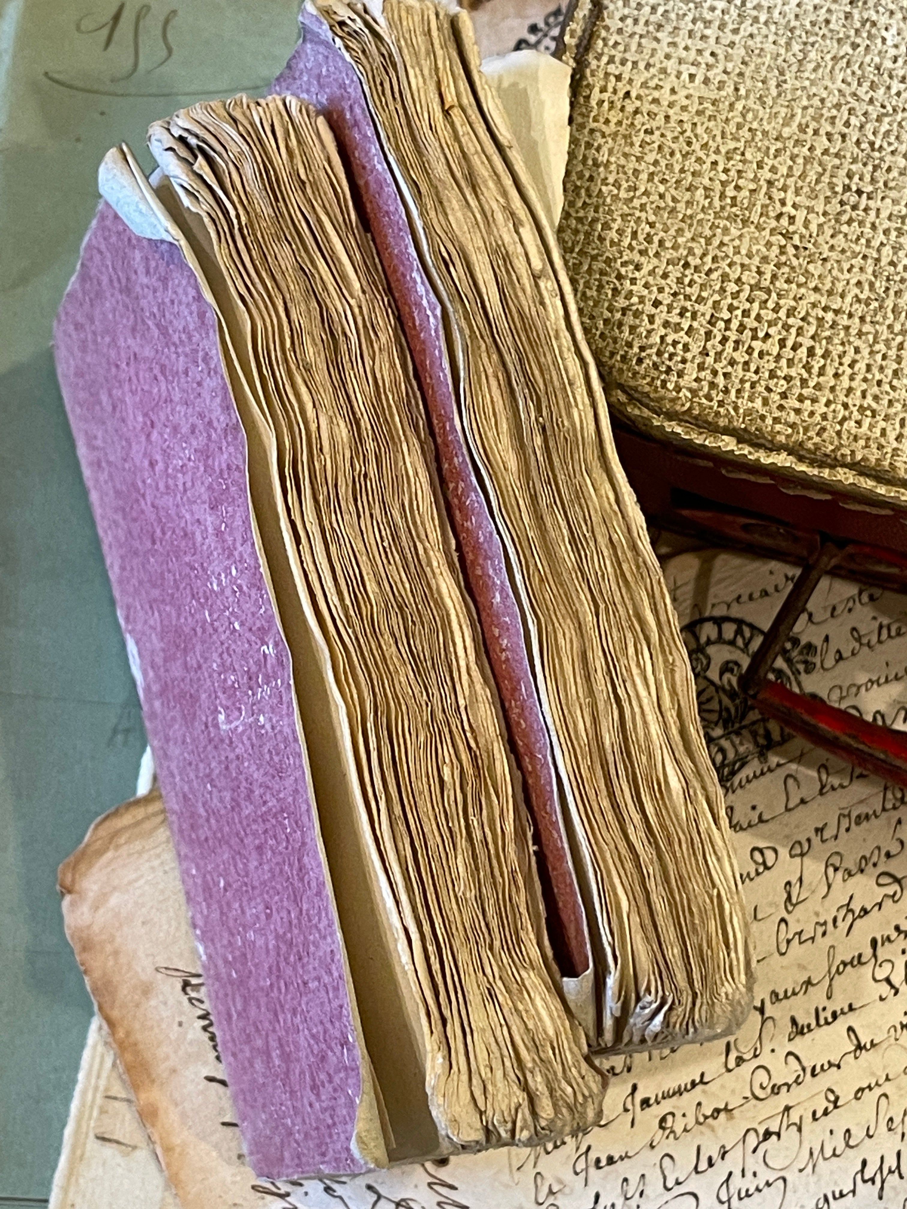 RESERVED for Cynda - Darling Antique Pink Deckled Edge French Books