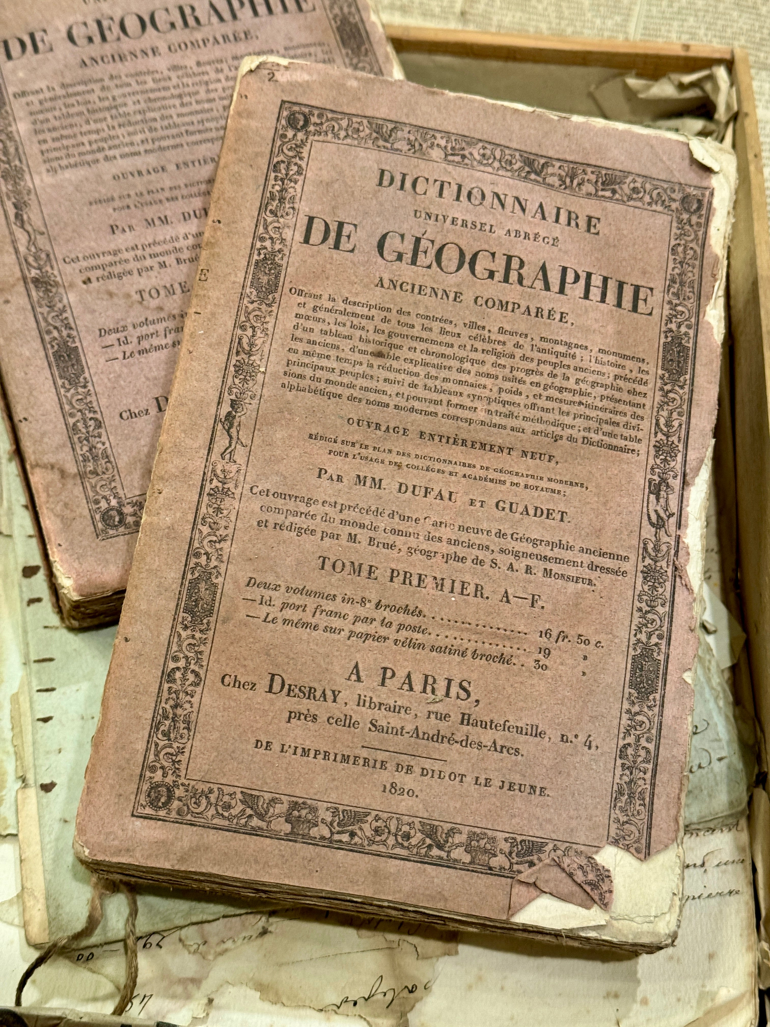 1820s PINK French DICTIONNAIRE De Geographie