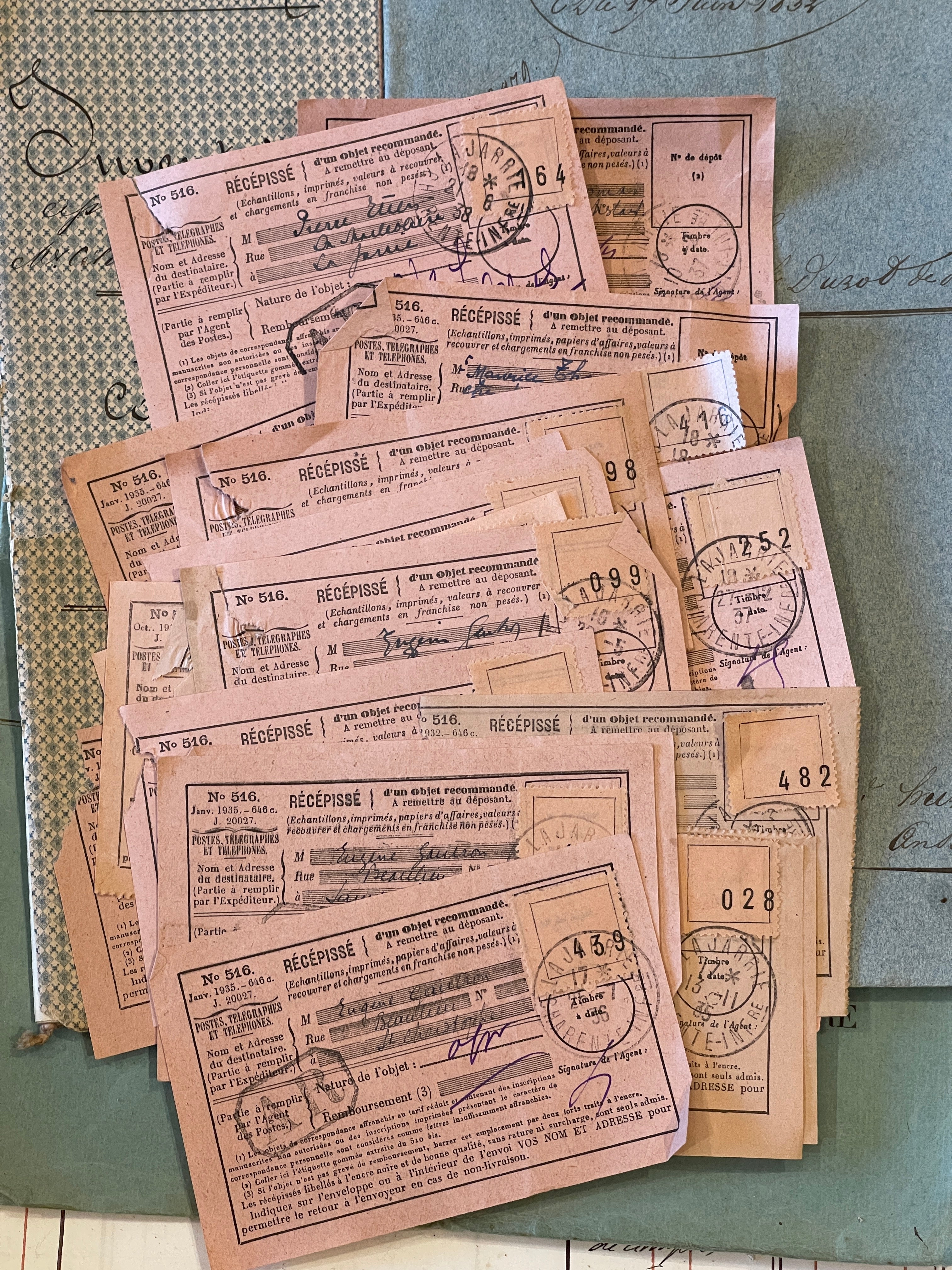 Antique PINK French "Recepisse" - Receipts