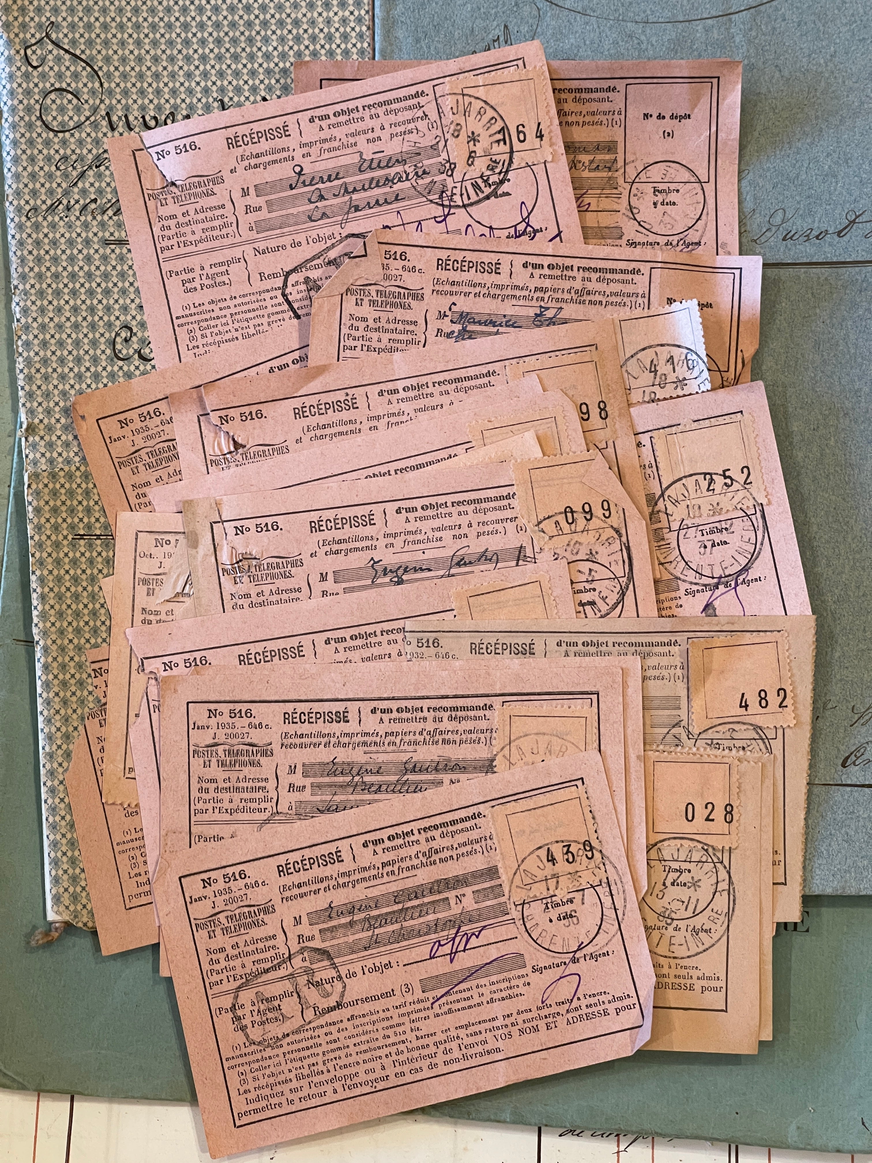 Antique PINK French "Recepisse" - Receipts