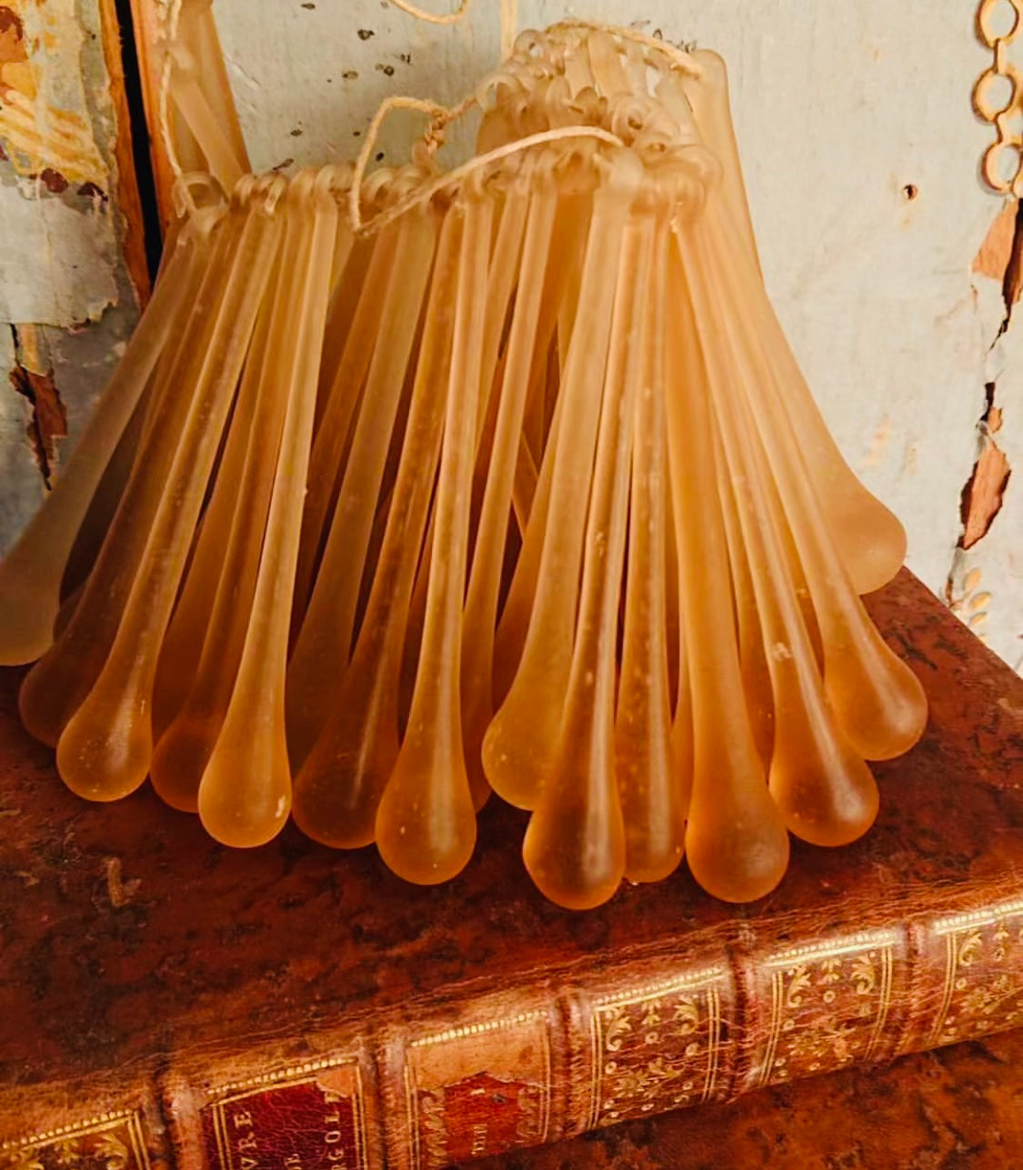 Large Antique French Teardrop Lustres in Pink